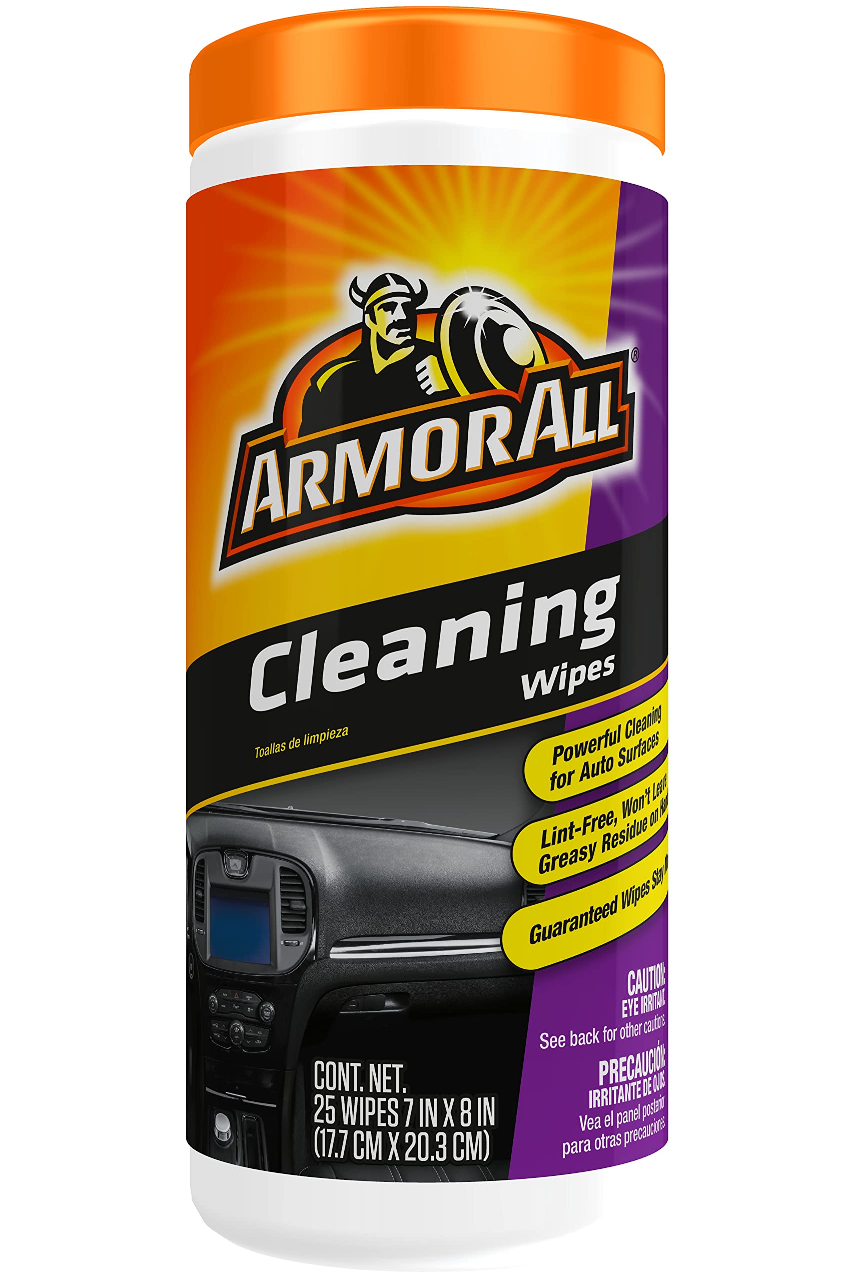 Armor All Car Interior Cleaner Wipes, Car Interior Cleaning Wipes For Dirt And Dust In Cars, Trucks And Motorcycles, 25 Count