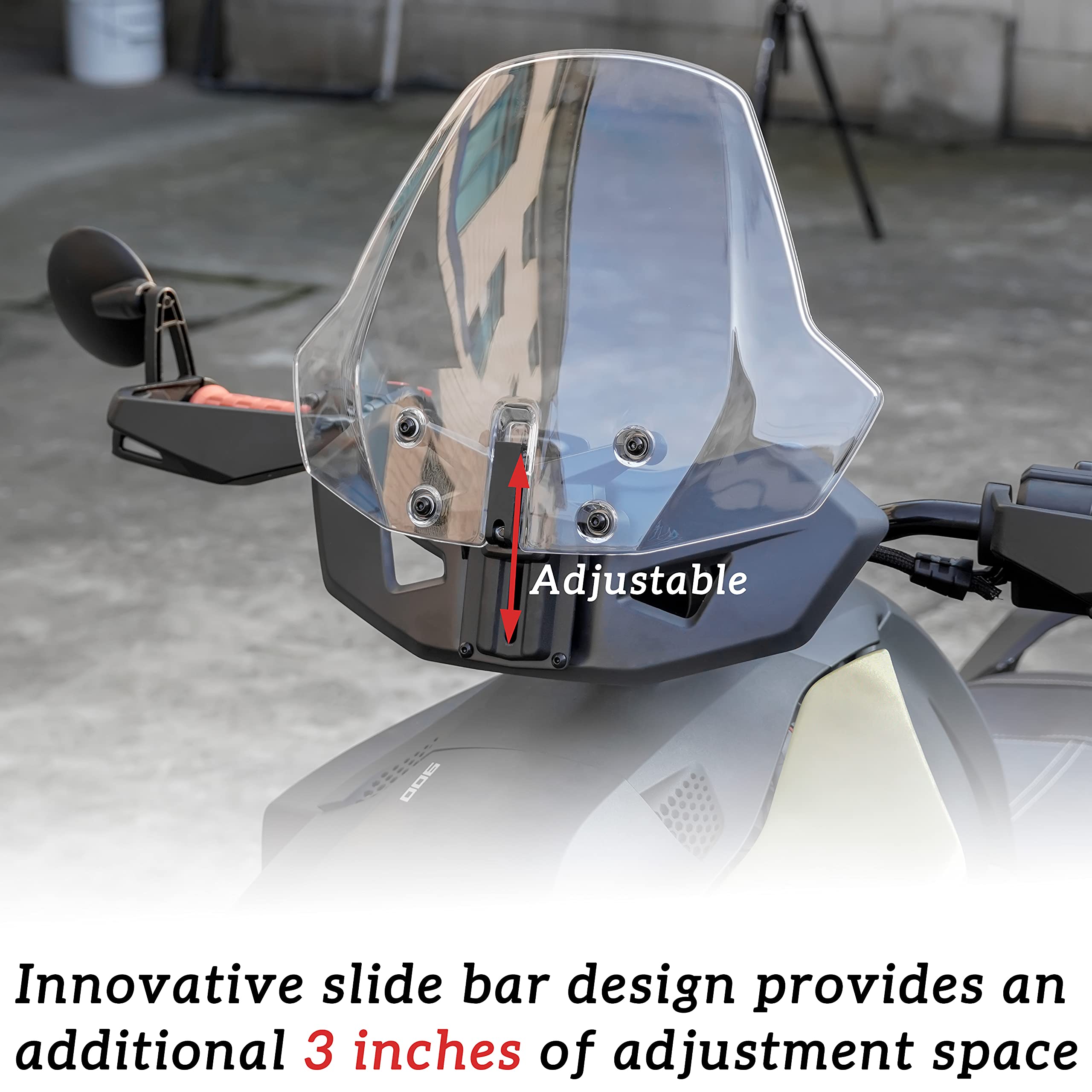 SAUTVS Adjustable Front Windshield for Can-Am Ryker 600/900 - Clear Polycarbonate Hard Coated, Fits All Models (1PC)