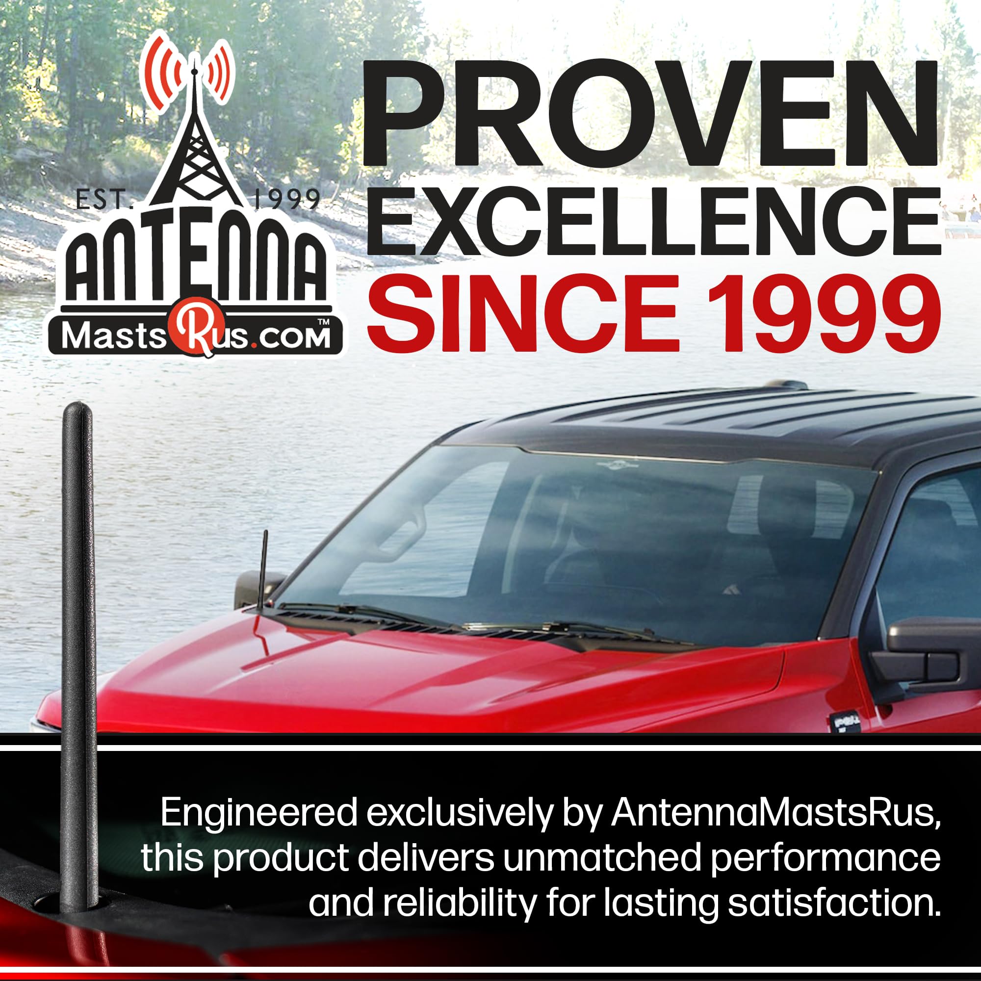 AntennaMastsRus Short Rubber Antenna for Hummer H3 (2006-2010) - 6 3/4" Inch, Black, Car Wash Proof, Premium Reception