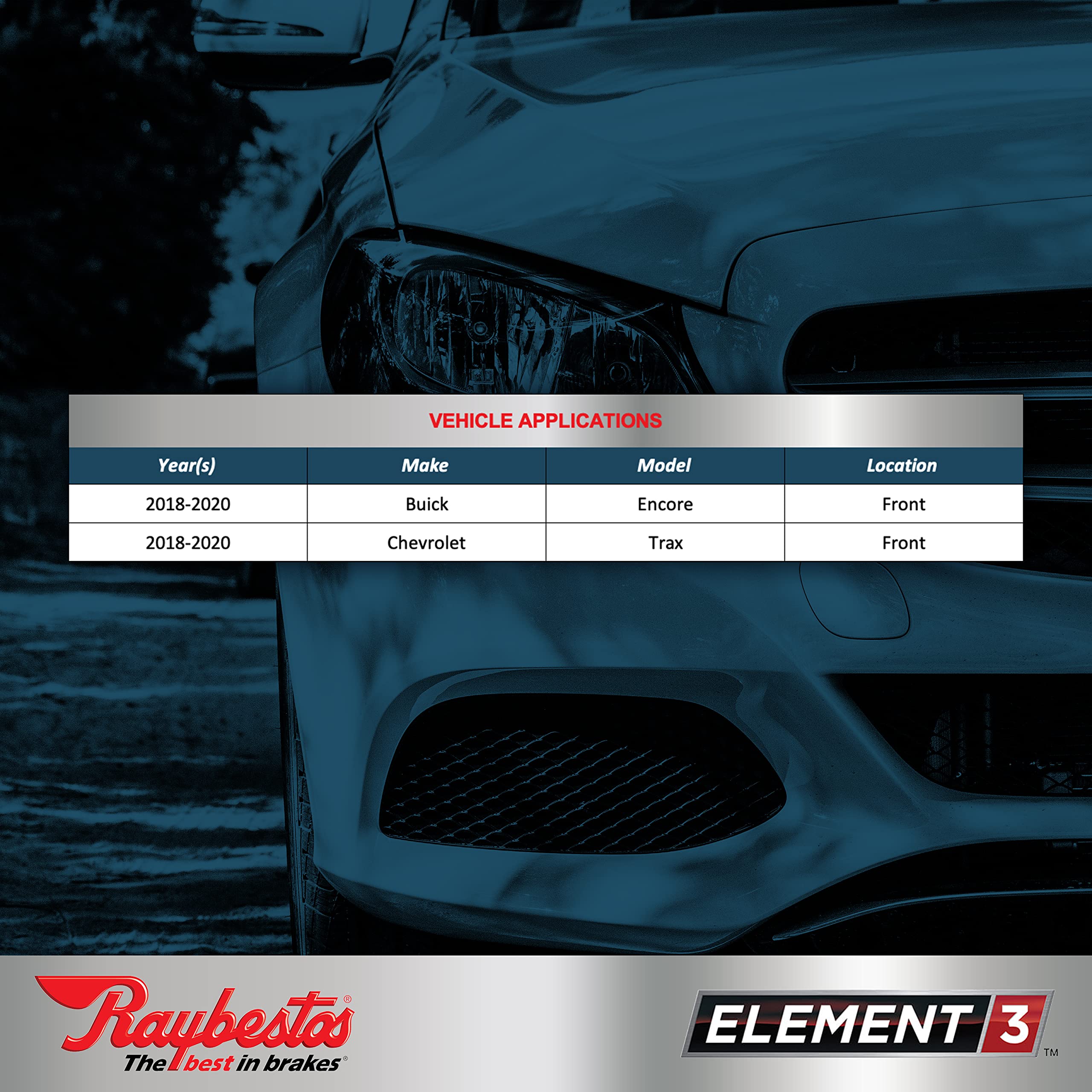 Raybestos Element3 Eht Automotive Replacement Front Brake Pad Set For Selected 2018-2022 Buick Encore, 2018-2022 Chevrolet Trax