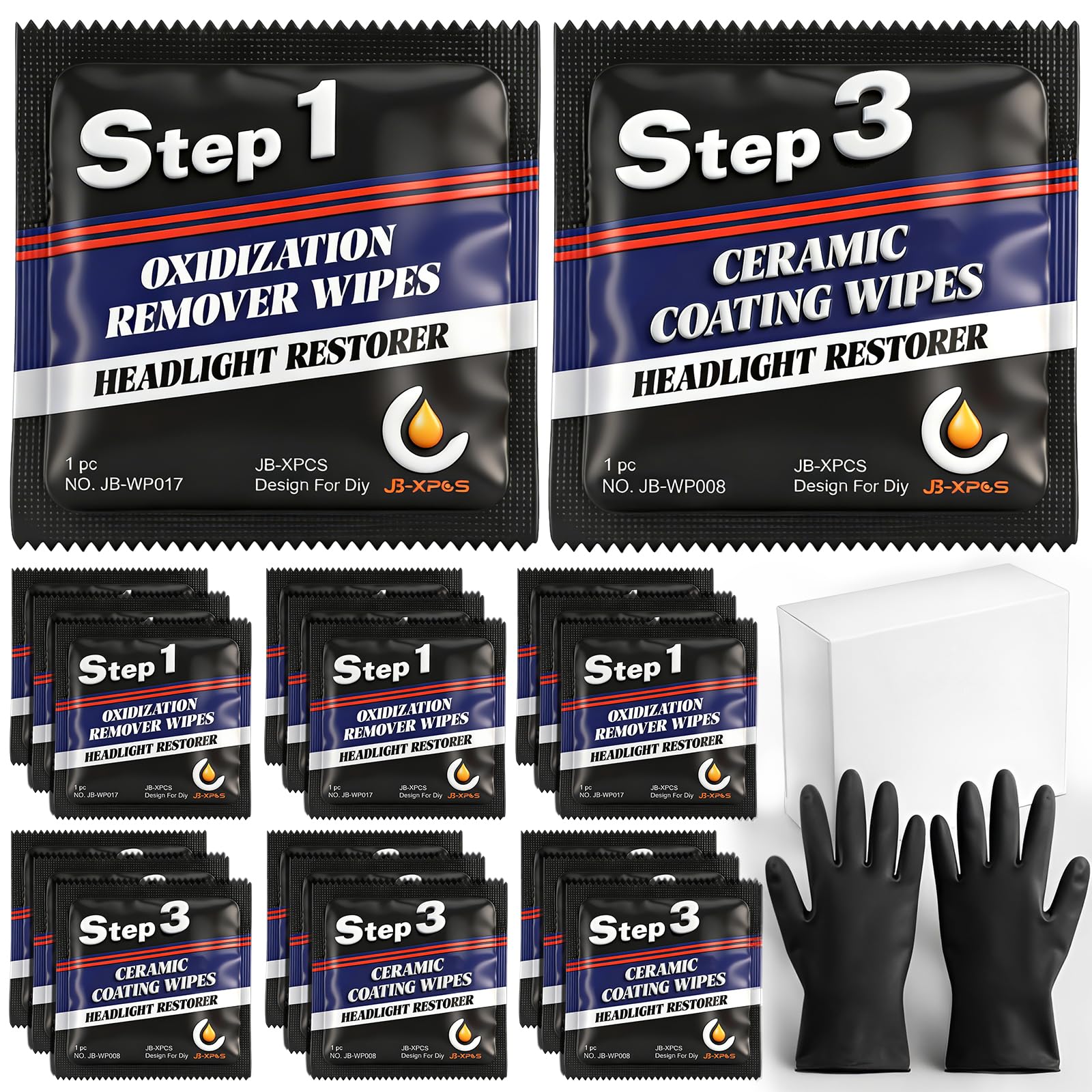 Demissle 21 Pcs Headlight Restoration Kit Includes 10 Remover Wipes 10 Coating Wipes 1 Glove Headlights Cleaner Kit for Restores