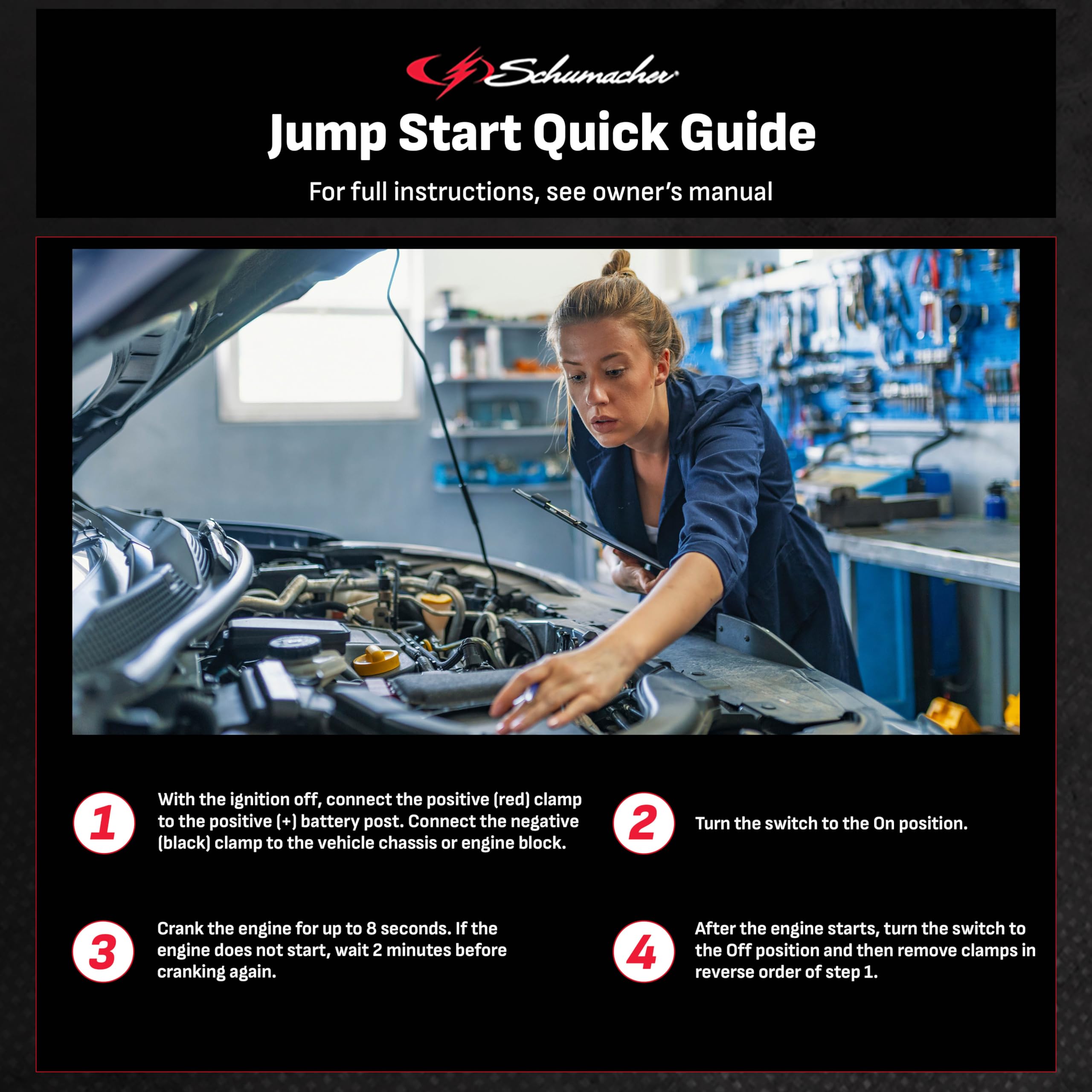 Schumacher SJ1330 Jump Starter & Air Compressor - 1000 Peak Amps, 12V USB Power Ports