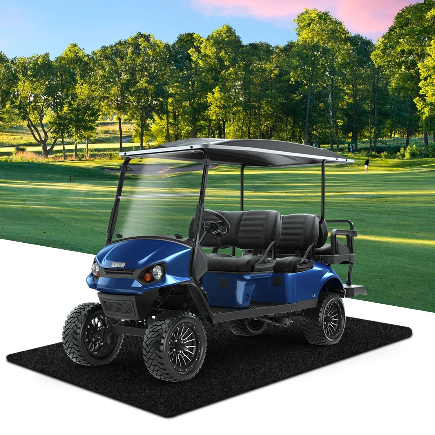 Golf Cart Parking Mat 9.18 ft. x 4.92 ft Oil Absorbent Universal Garage Floor Mat for EZGO, Club Car, Yamaha, ICON, Advanced EV,