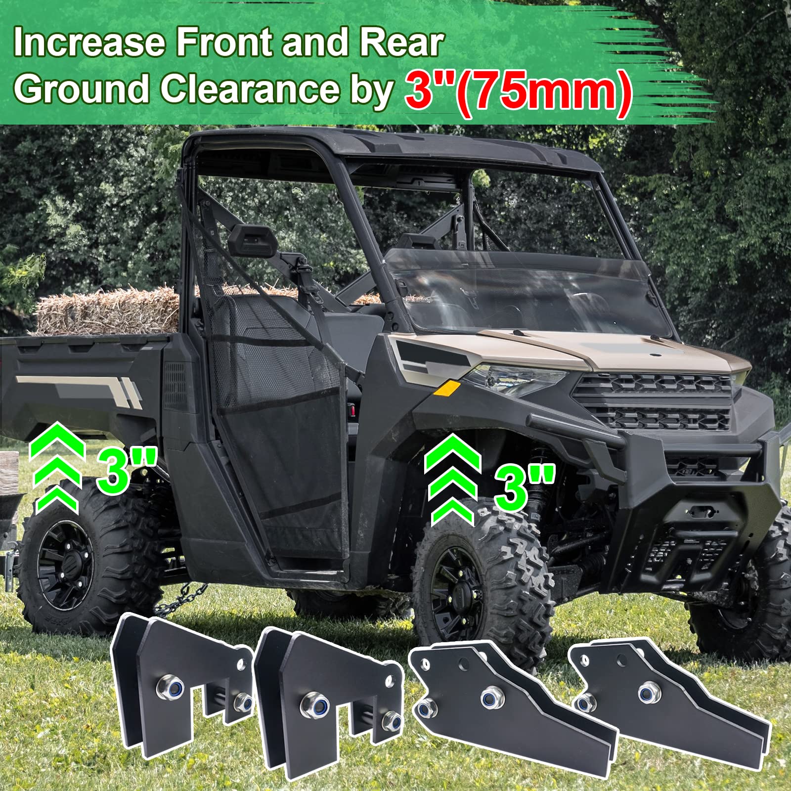 UTV Ranger Lift Kit - StarknightMT 3'' Ranger Front & Rear Bracket Lift Kit Compatible with Polaris Ranger 570 Fullsize/XP 570/X