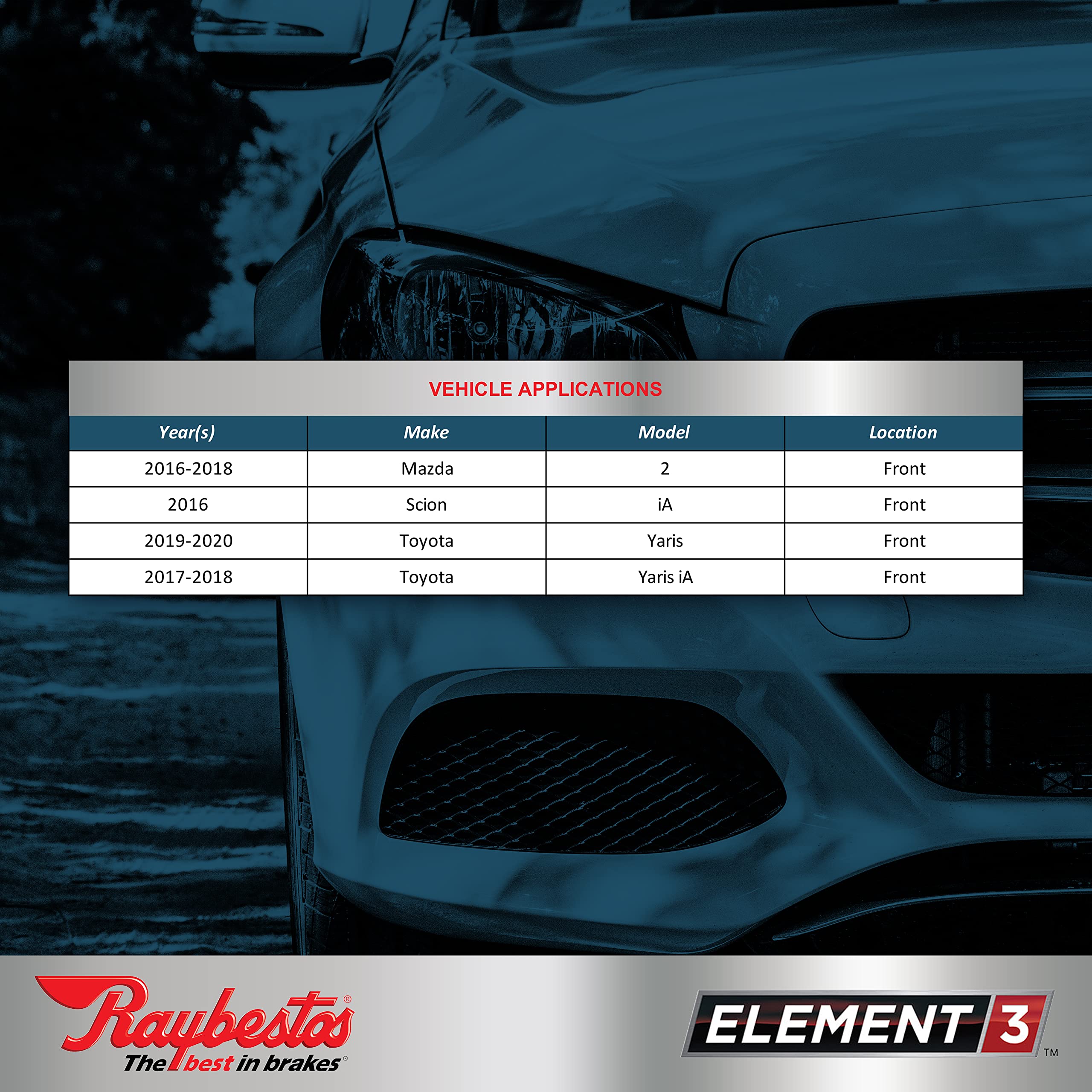 Raybestos Element3 Automotive Replacement Front Brake Pad Set For Select Mazda, Toyota (Eht1852H)