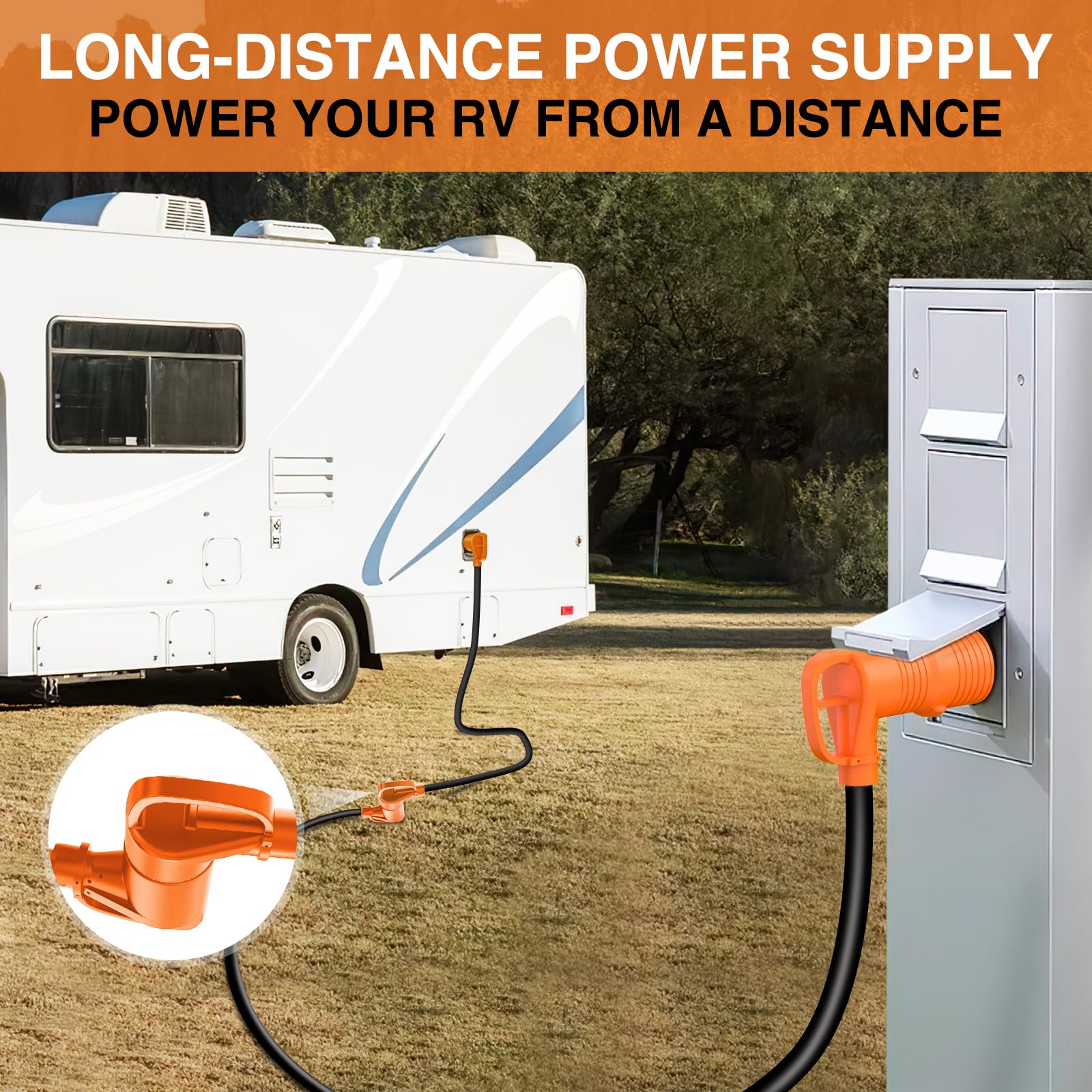 Nilight 50Ft 30 Amp Rv Extension Cord With Adapter 50Amp To 30Amp 125V Heavy Duty 10/3 Gauge Pure Copper Stw Wire Ul Etl Listed