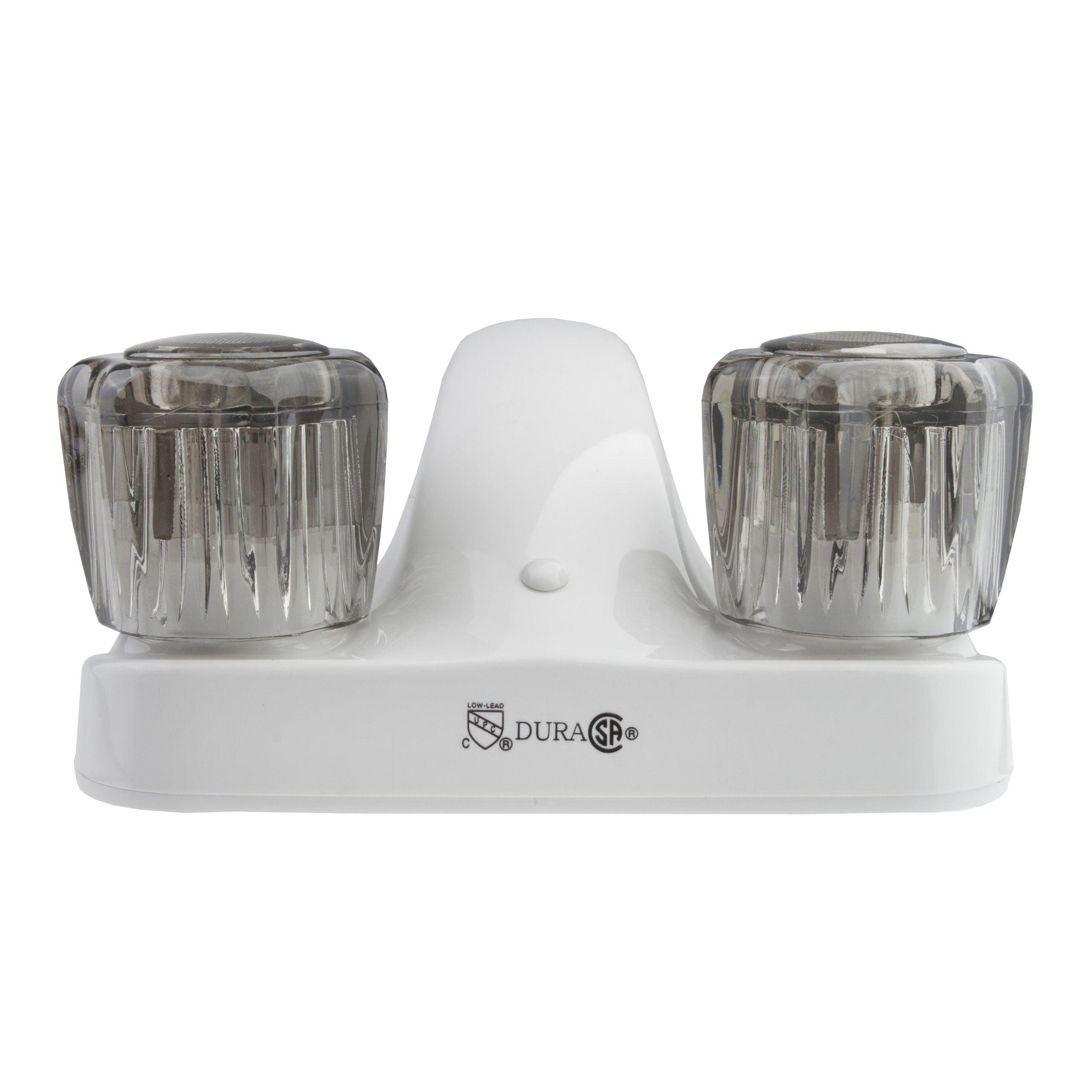 Dura Faucet Df-Pl700S-Wt Rv Bathroom Faucet With Smoked Acrylic Knobs (White)