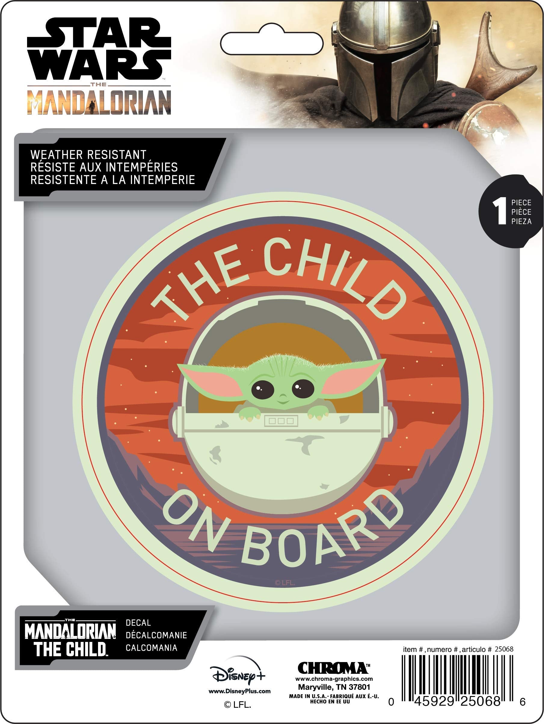 CHROMA Chroma Graphics Mandalorian The Child E Stick Onz Decal, Vinyl, Model 25068, Various Colors