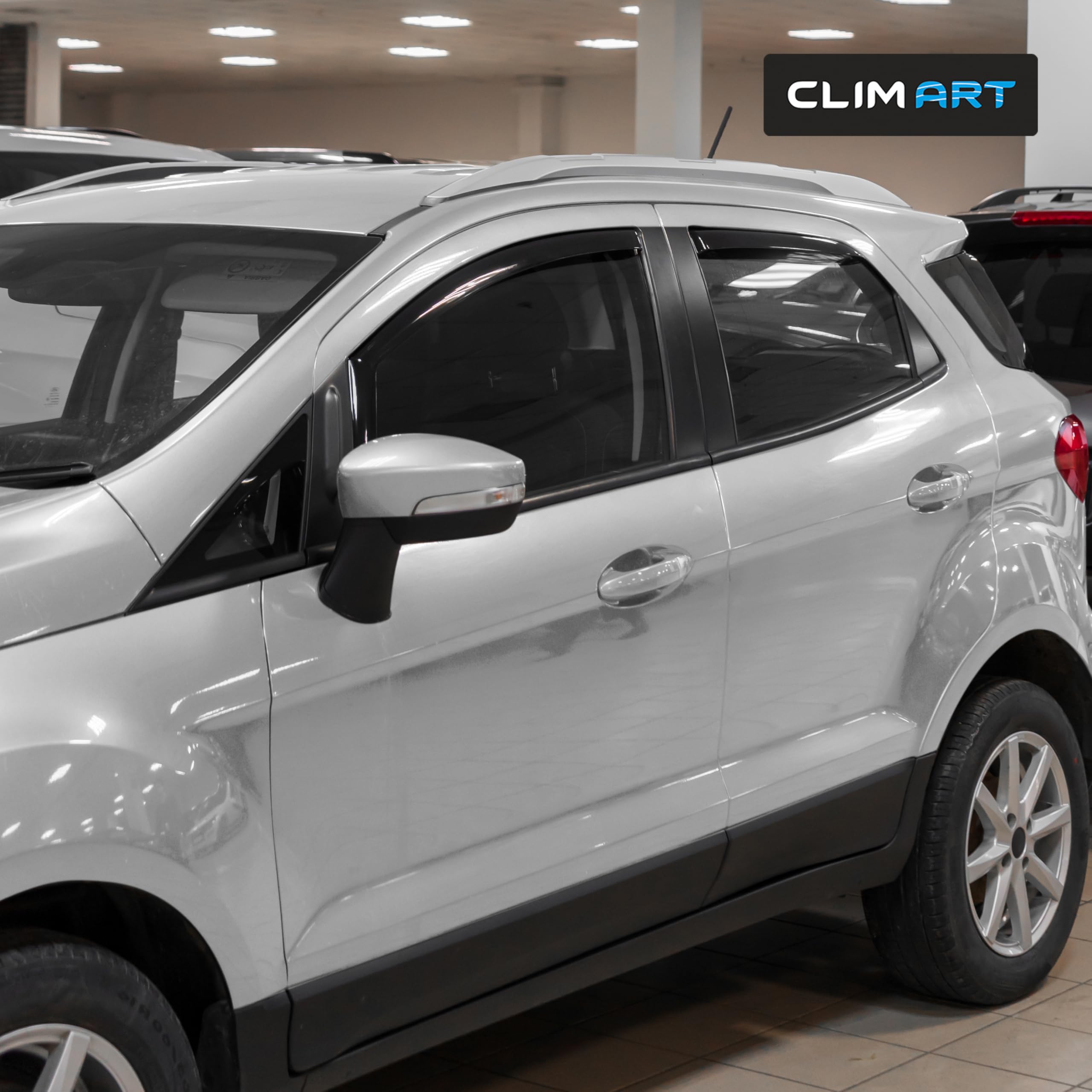 CLIM ART Rain Guards for Ford EcoSport 2018-2022, Durable Polycarbonate Window Deflectors, 4 pcs, Model 615274