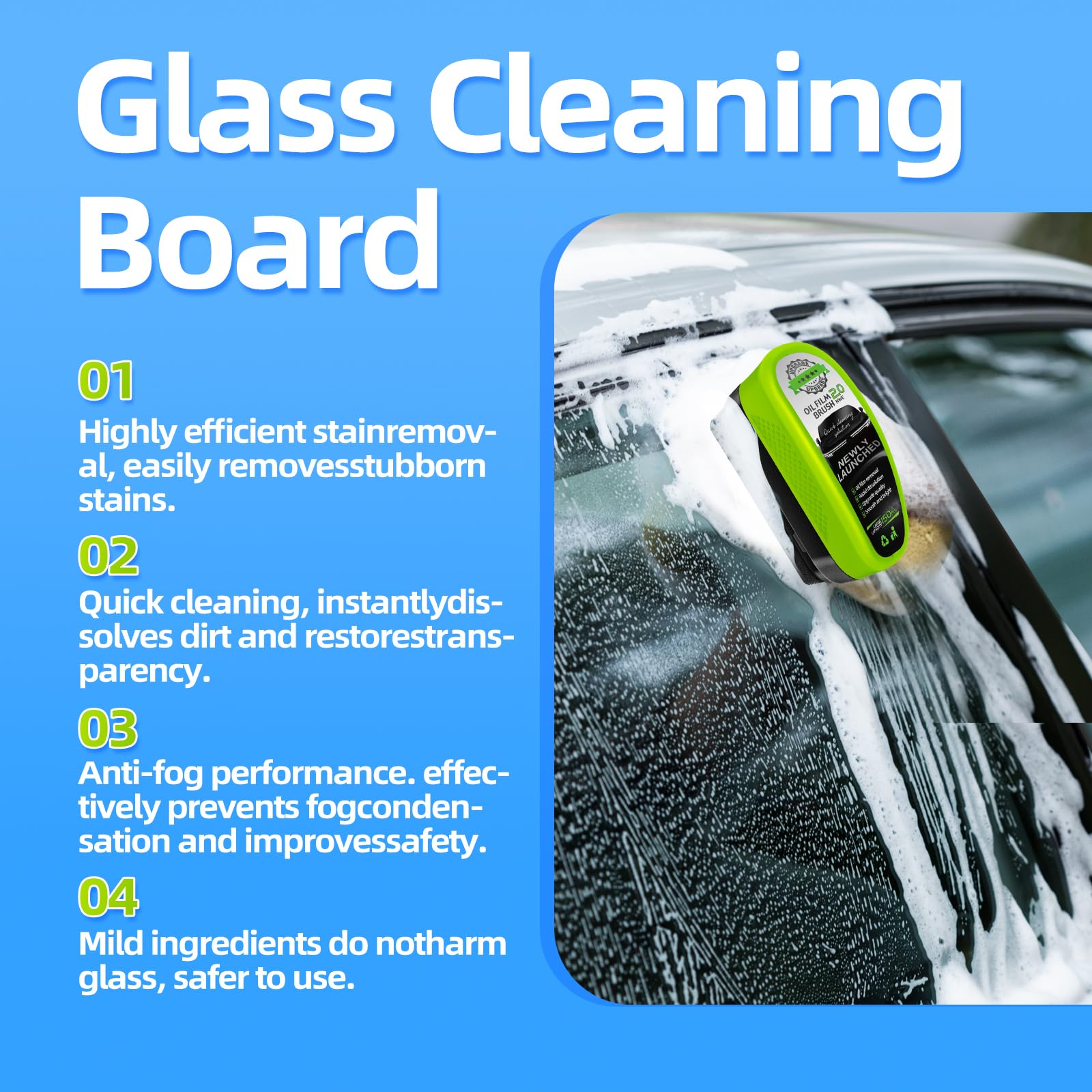 Upgrade Automotive 120Ml Oil Film Cleaning Brush, Reusable Oil Film Cleaning Brush, Glass Coating For Windshield, Prevents Rain