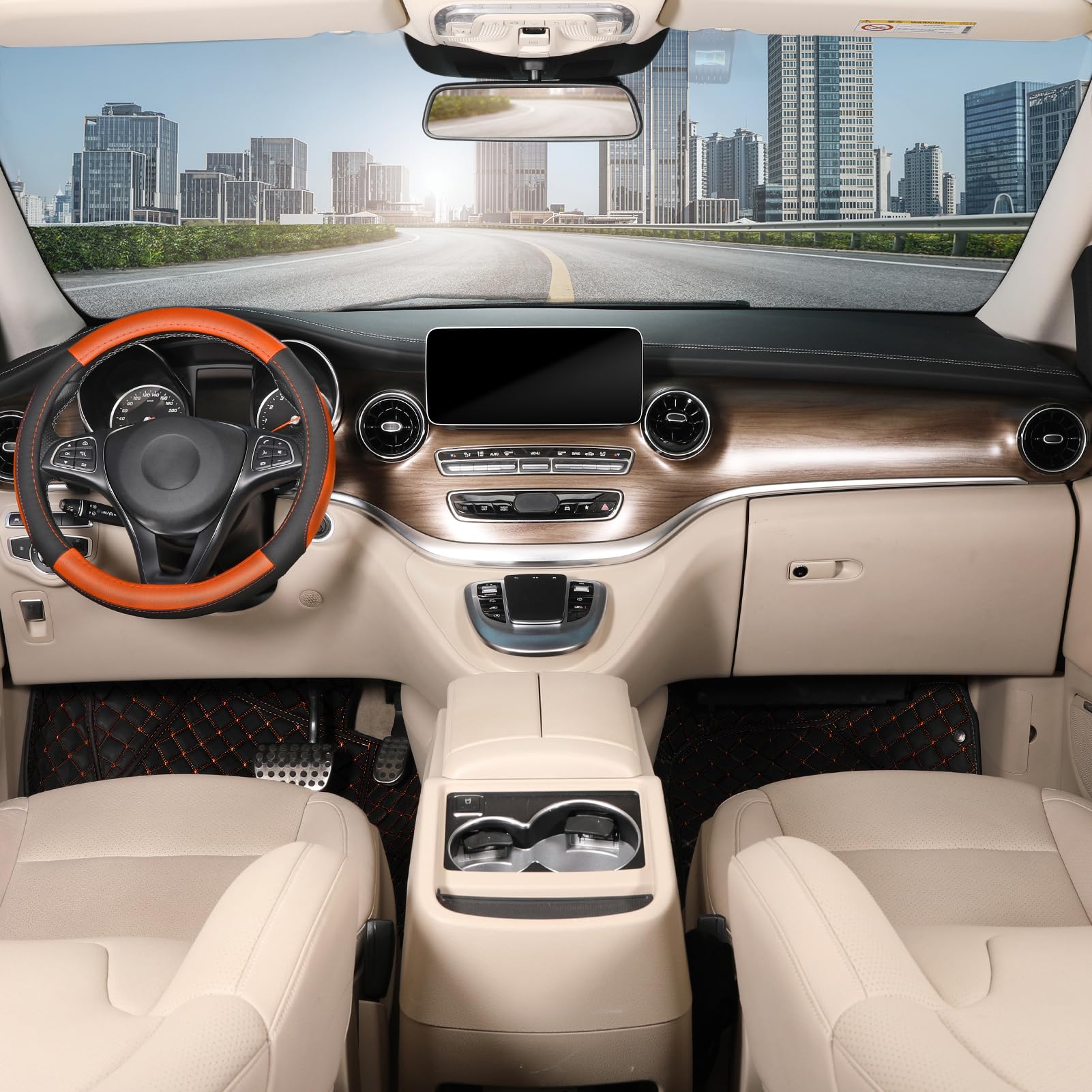 SEG Direct Steering Wheel Cover - Standard Size 14.5-15" - Black and Orange, Model AU38BONSWC3481, Auto Interior Accessory