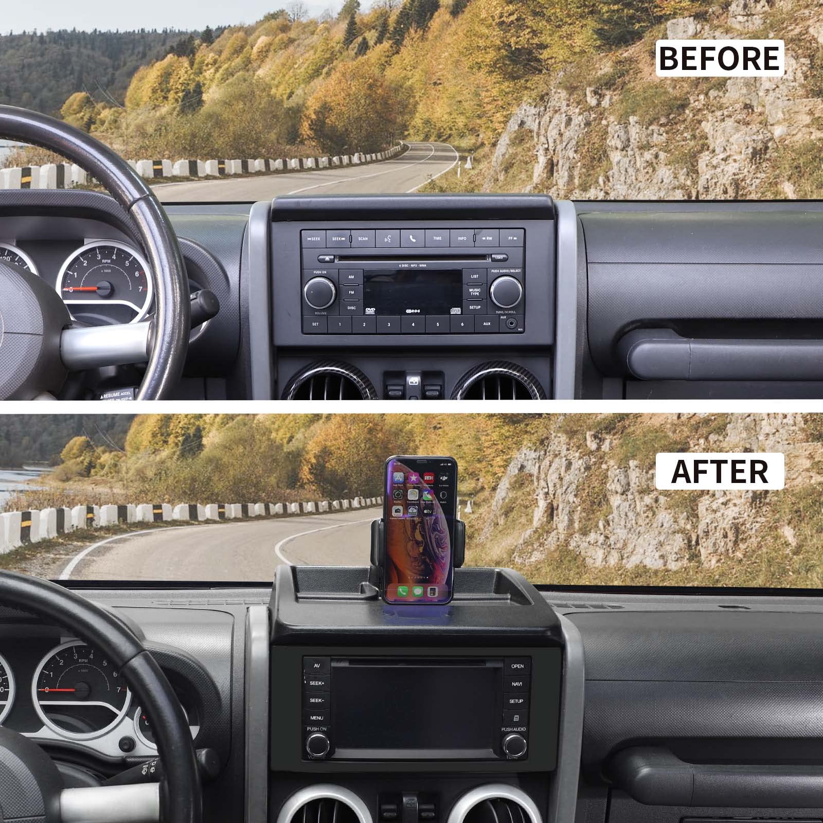 Voodonala for Jeep JK Phone Holder with Storage Cell Phone Dash Multi-Mount for 2007-2011 Jeep Wrangler JK JKU, US Flag Black