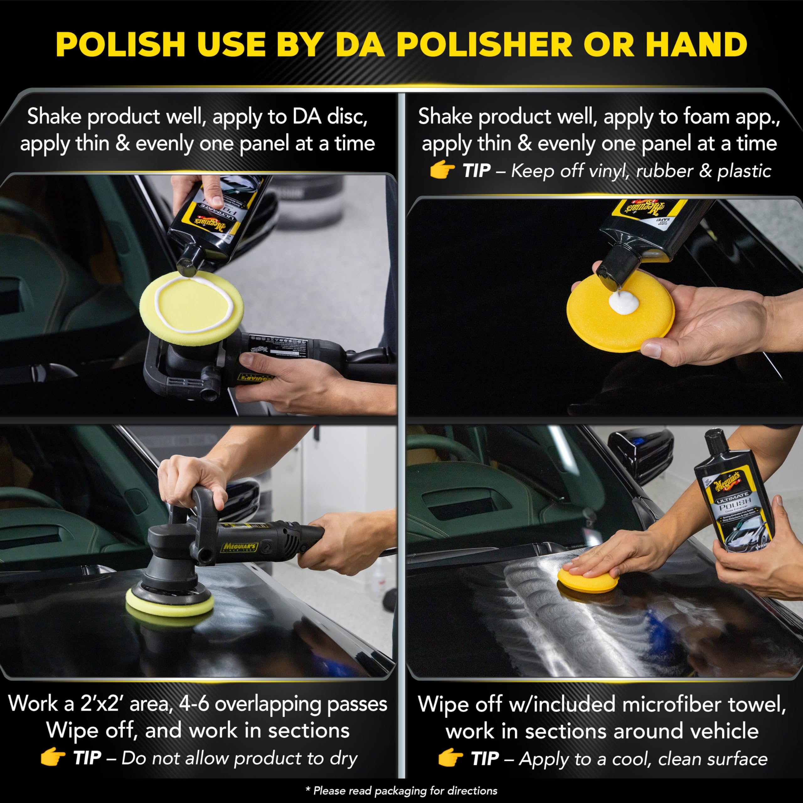 Meguiar's Ultimate 3 Step Paint Care Kit - Black Microfiber Car Detailing & Polishing Kit, Model G55162