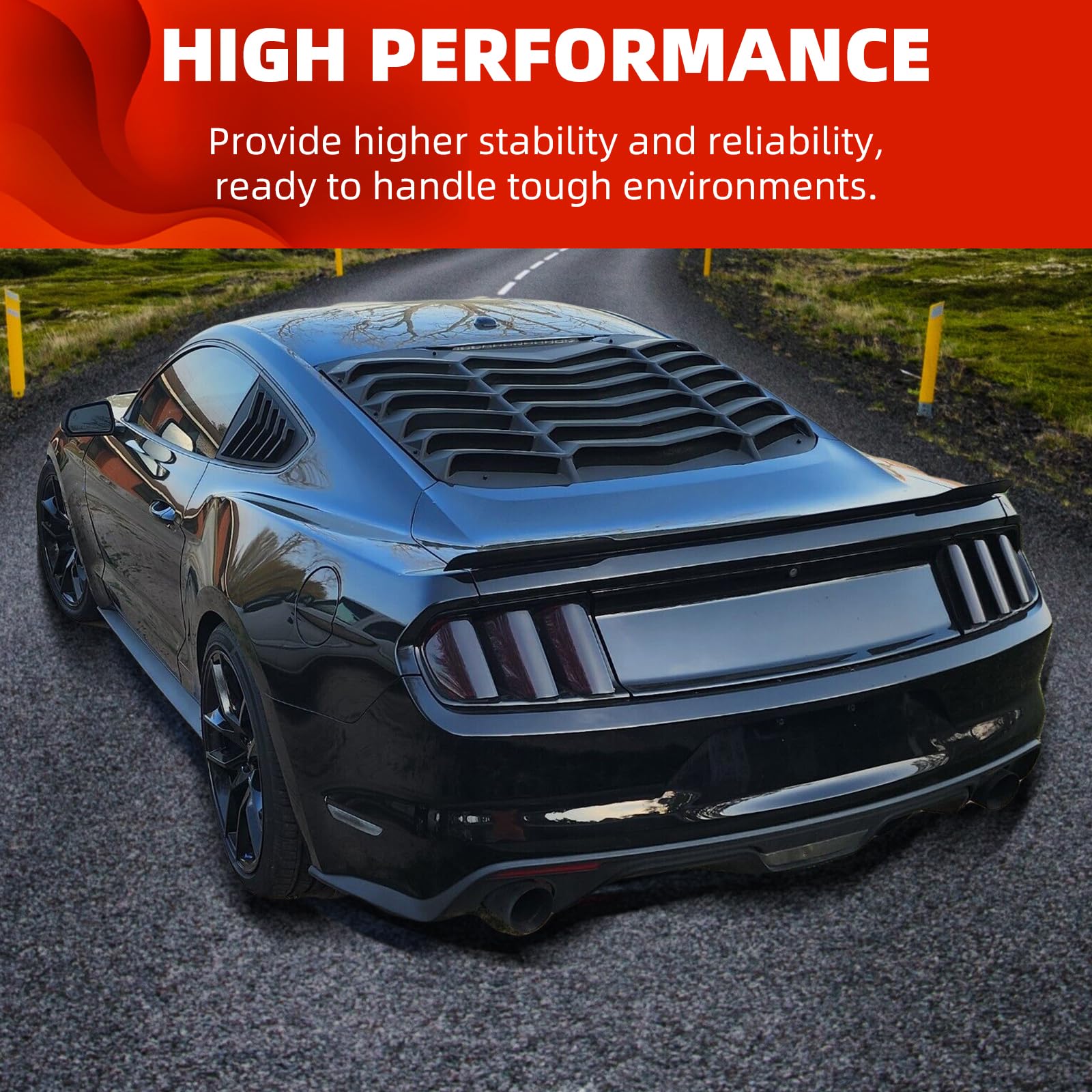 ECOTRIC Trunk Decklid Trim Panel for 2015-2023 Ford Mustang, Black ABS Plastic, Model VC-LYAP-350-2S