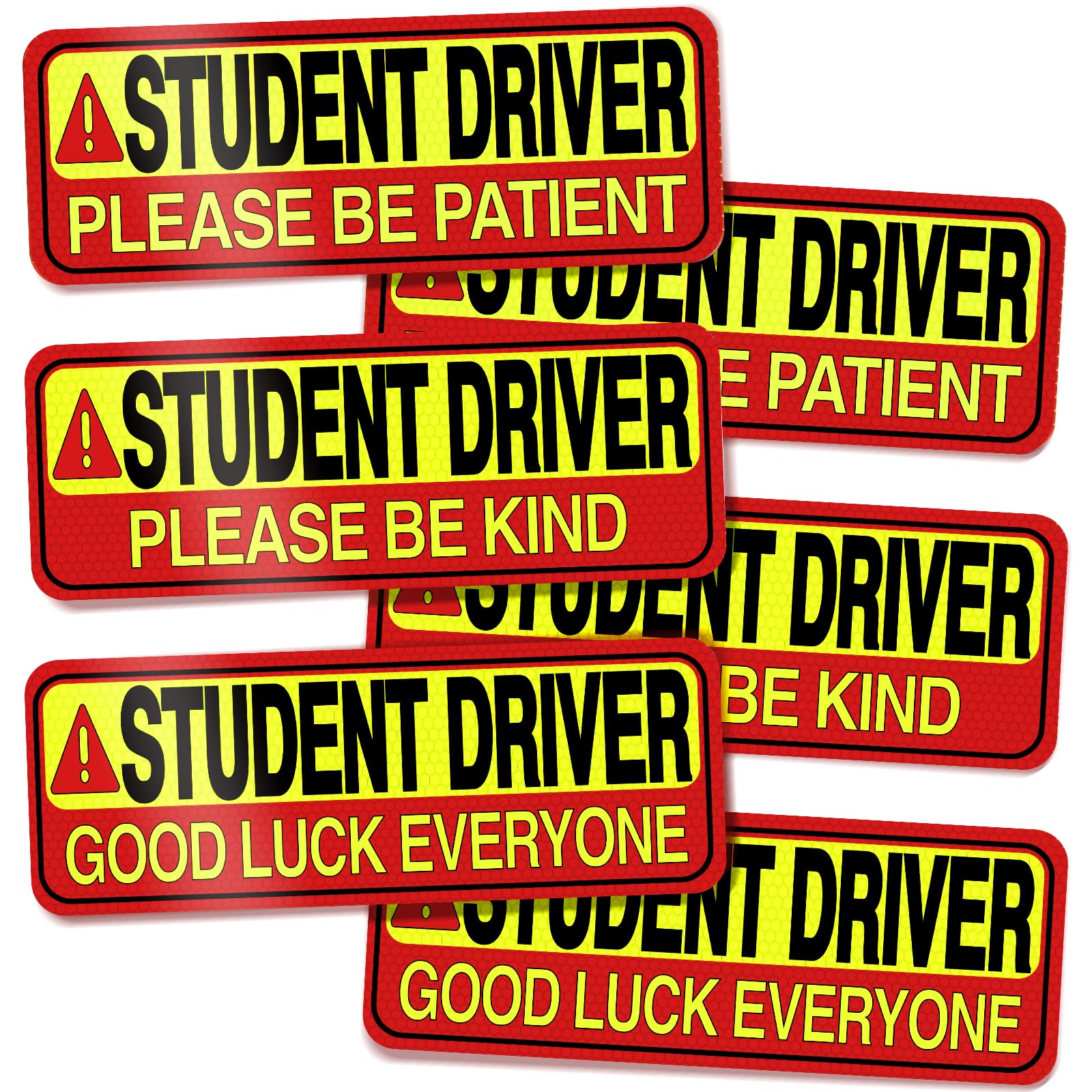Diymag 6Pcs Student Driver Sticker Magnet For Car, Please Be Patient New Drivers Glow In Dark Accessories Magnetic Novice New Dr
