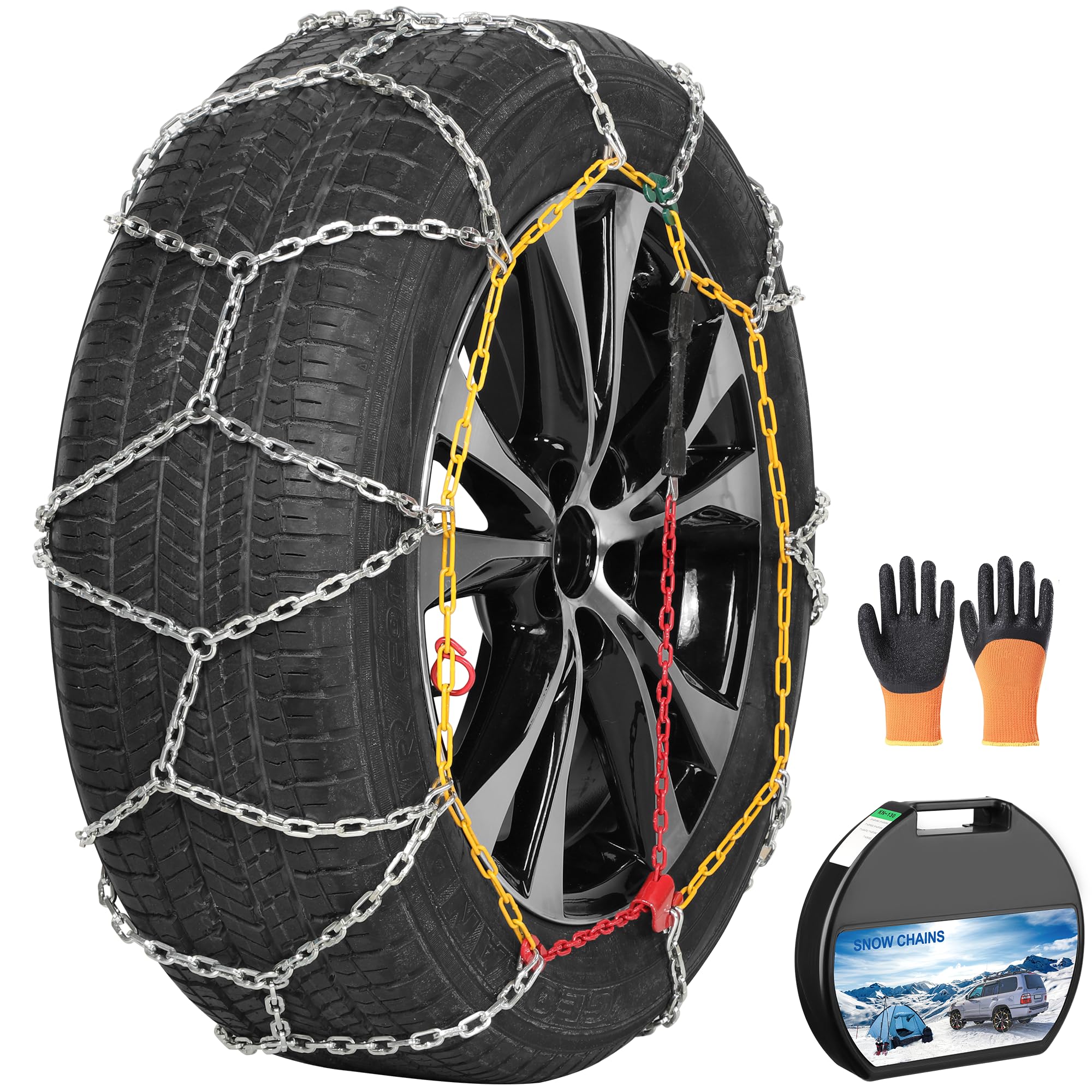 2 Packs Tire Chains Car Anti Slip Snow Chains for SUV/Truck/Car in Snow, Sand, Mud and Ice (KN90)