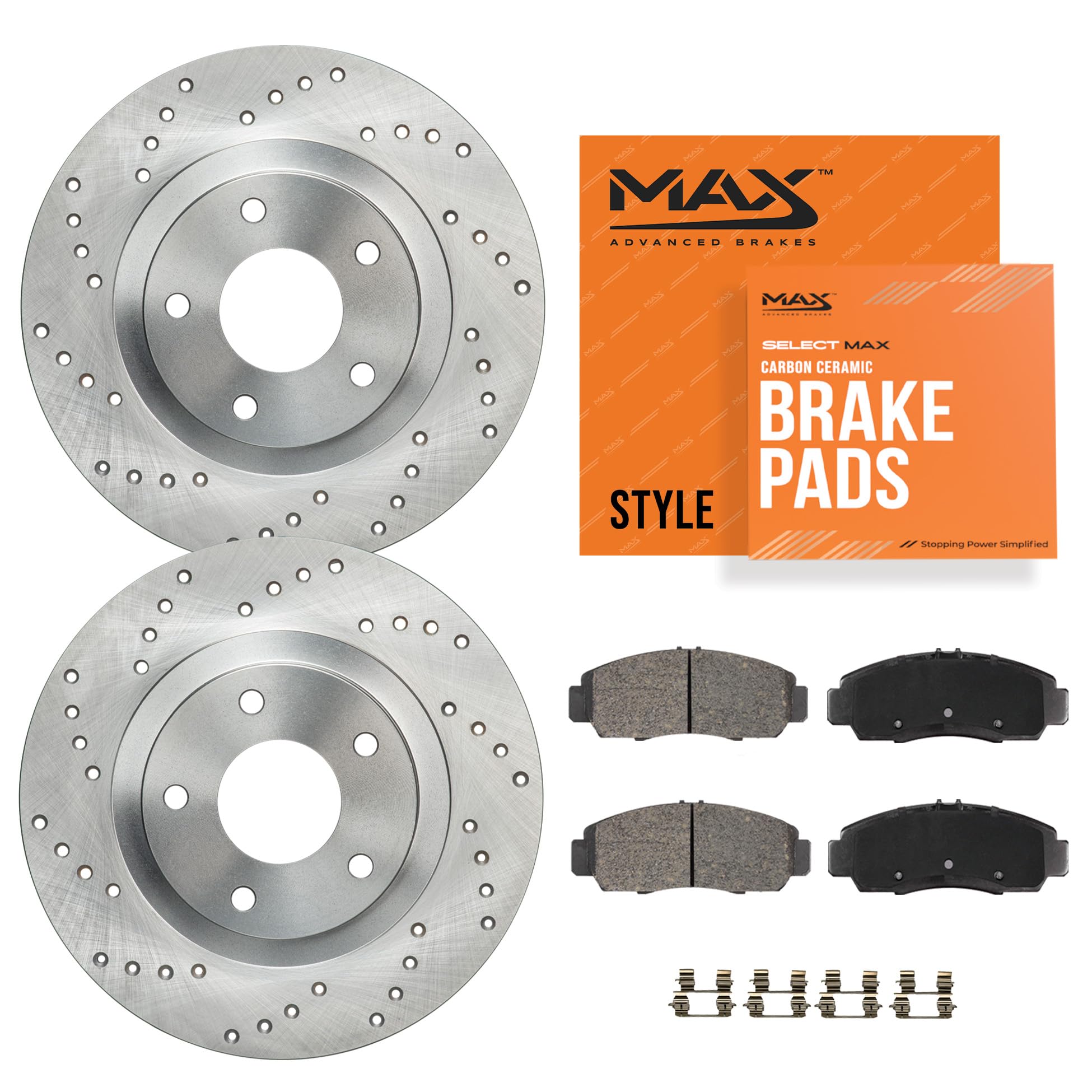 Max Advanced Brakes Front Brake Kit Compatible With 2008-2010 2011 2012 2013 2014 2015 2016 Volvo XC70 S60 S80 V60 V70 Replaceme