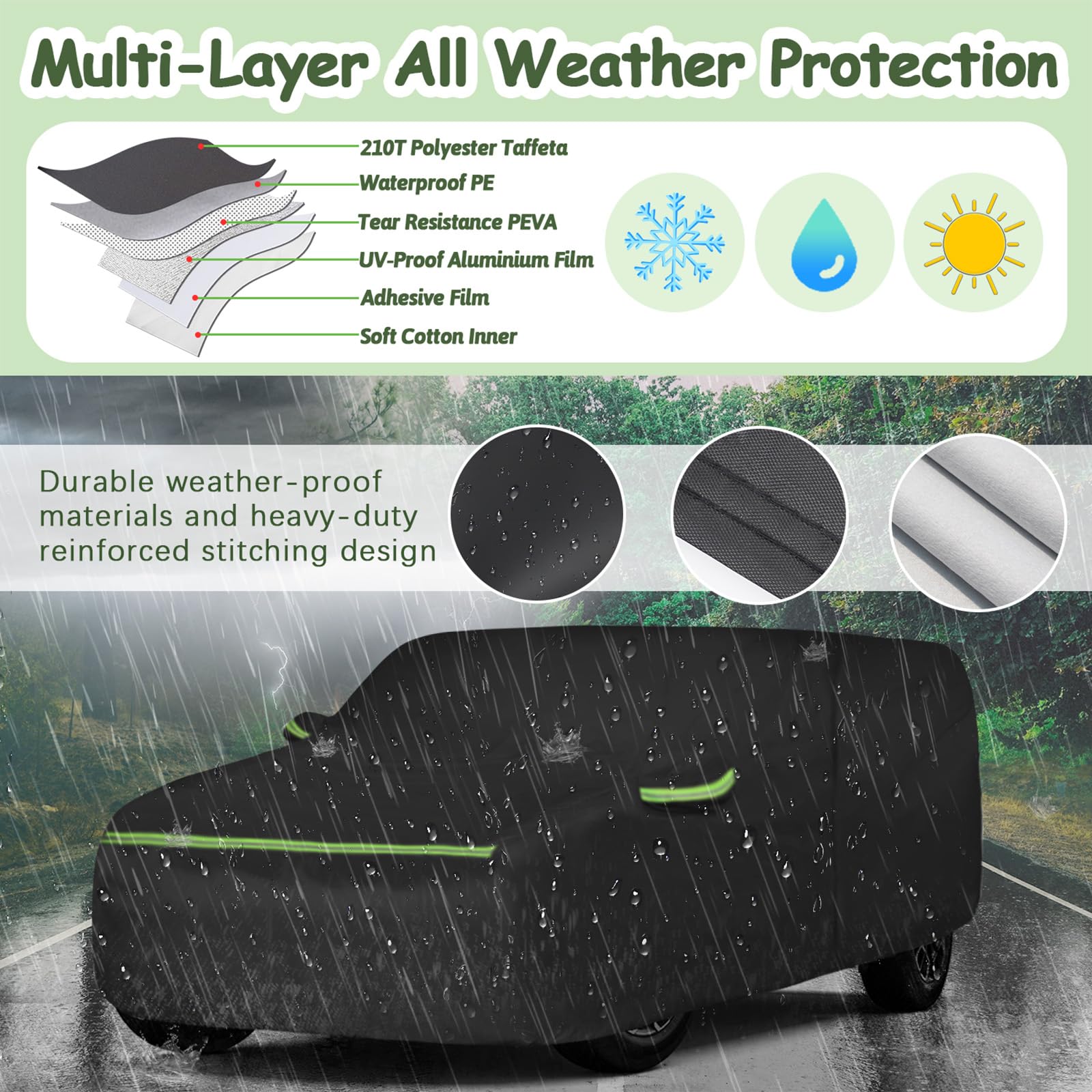 Car Cover For 2003-2025 Chevrolet Express Van/Gmc Savana Cargo Van 1500/2500/3500 Regular Swb, Waterproof 210T Sun Rain Uv Dust