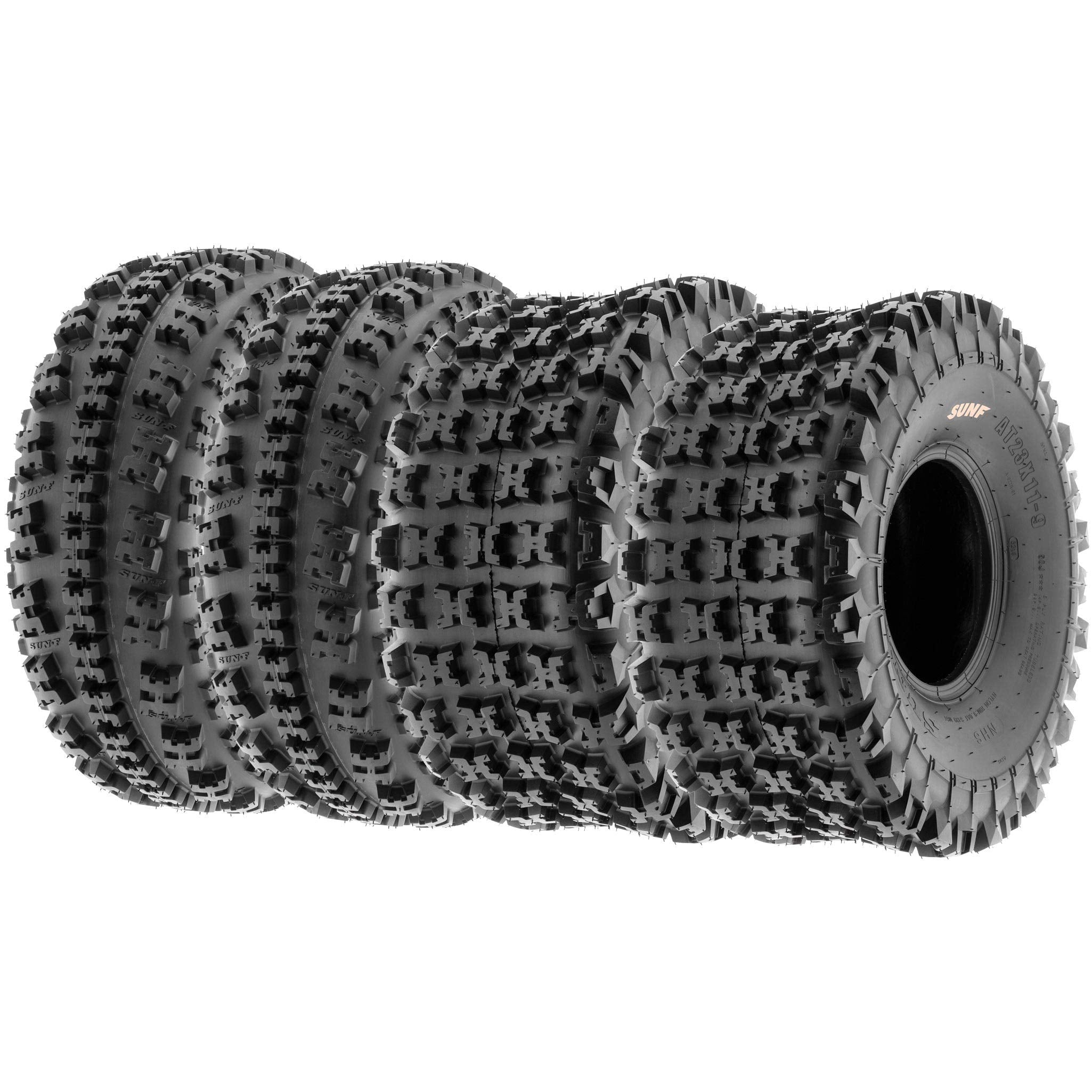 SunF 22x7-10 Front & 23x11-9 Rear ATV UTV Knobby Sport Tires,6 PR Tubeless A027, Set of 4