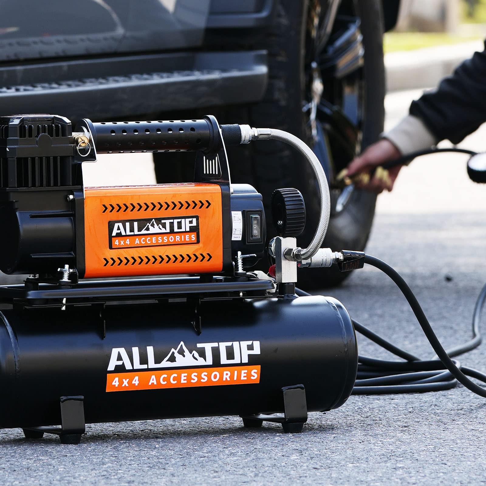 ALL-TOP 12V Air Compressor Kit - 6L Oil-Free Tank, 200 L/Min, Max 150PSI for Truck & SUV Tires