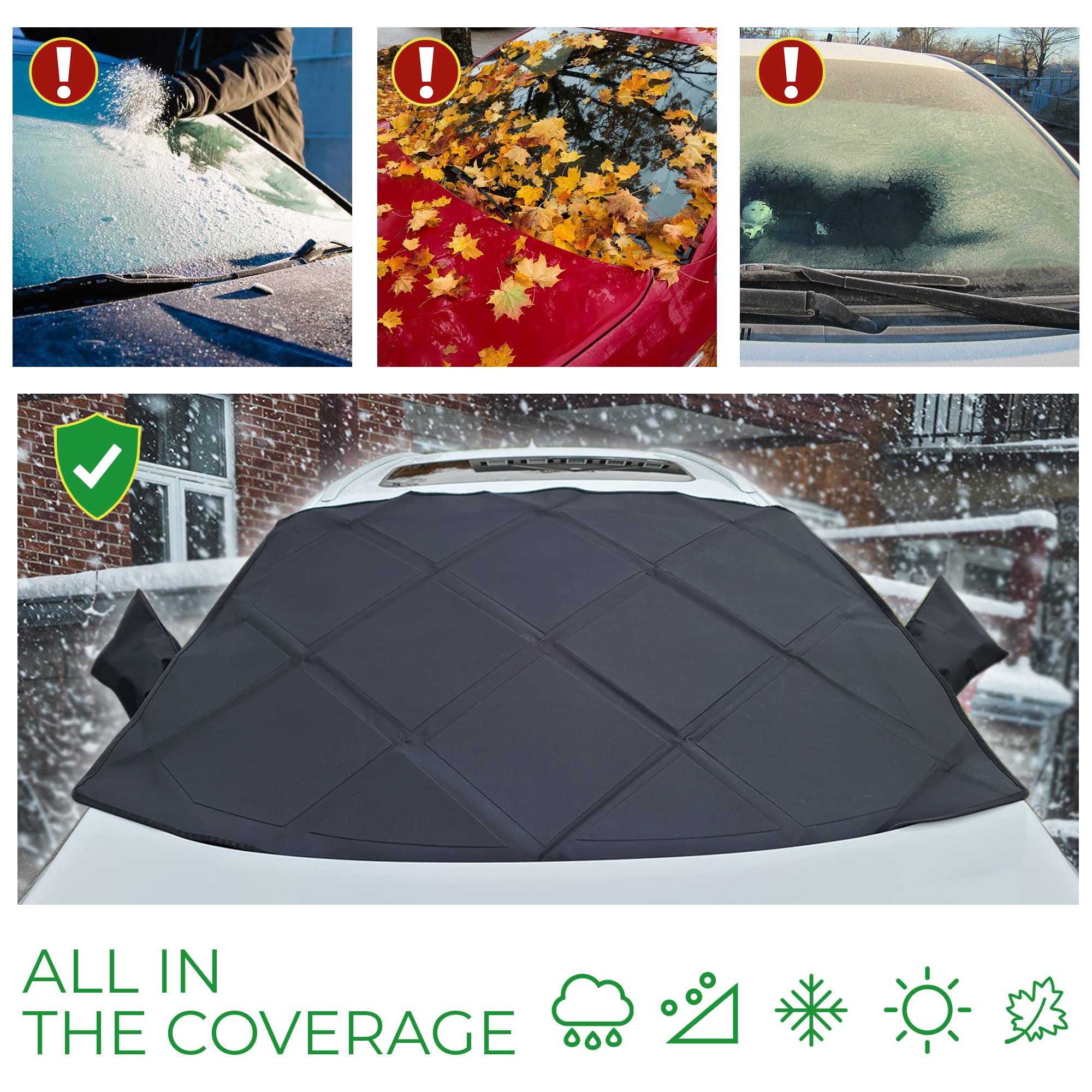 Autotech Park Snow Windshield Cover Compatible With 2004-2022 Toyota Sienna Minivan, Custom-Fit Windshield Cover For Snow, Ice A