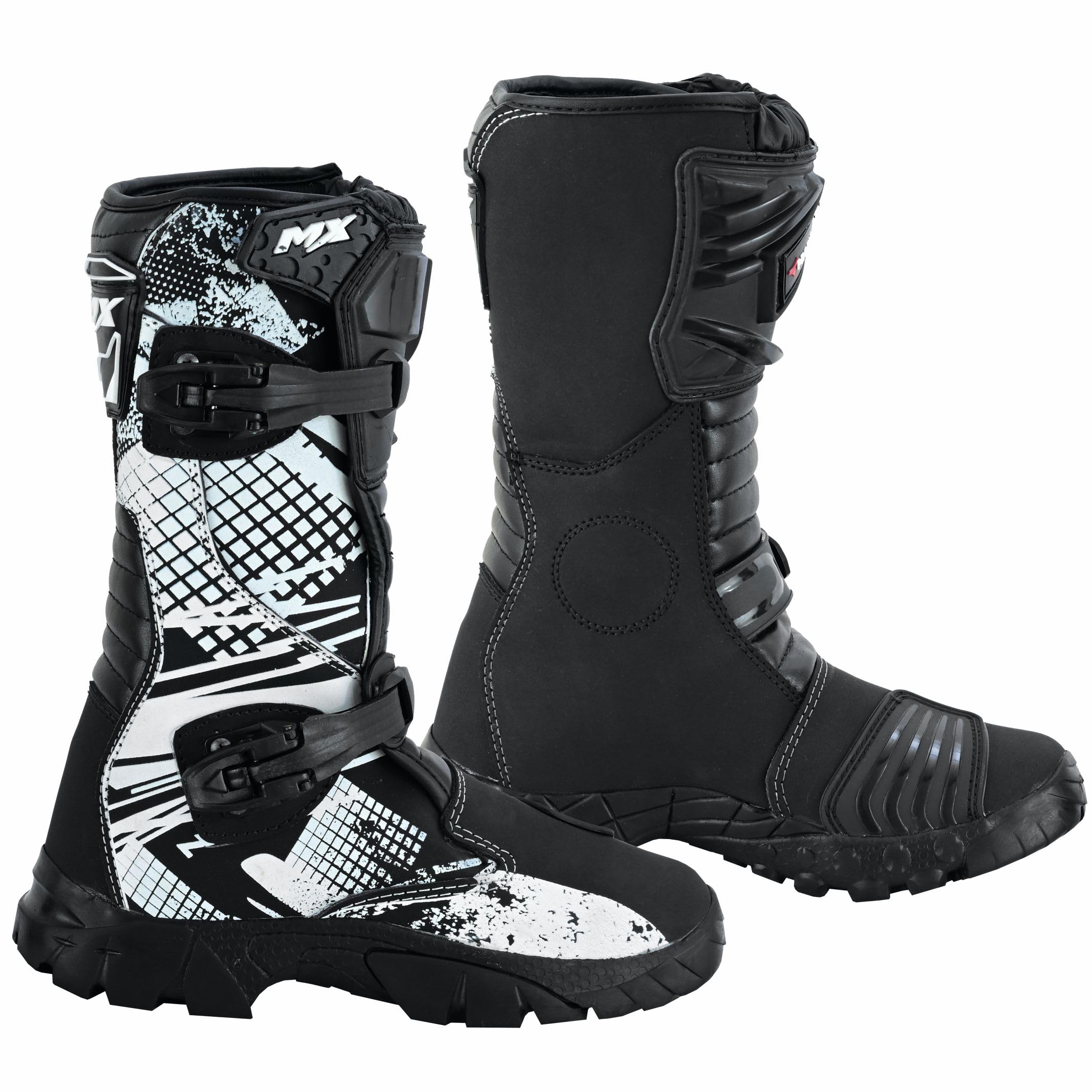PROFIRST Motorcycle kids boots Motorbike Waterproof shoes Motorcross Dirt Blike Riding Biker Boots for kids (White, 3.5)