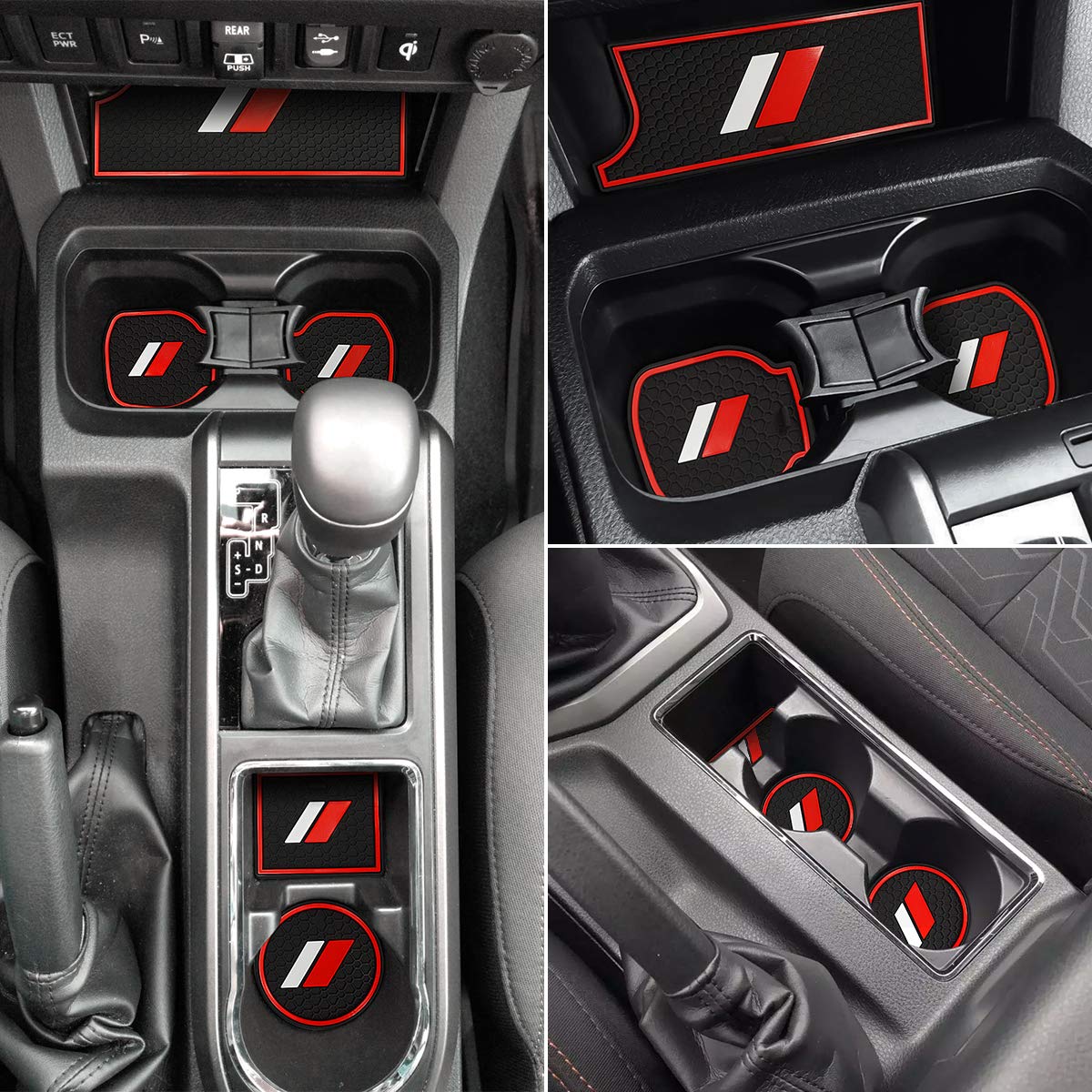 Auovo Anti-Dust Mats For Toyota Tacoma Accessories Trd Pro 2016-2023 Custom Interior Trim Car Cup Holder Inserts Center Console Door Pocket Liners (Double Cab, 18Pcs) (Red)