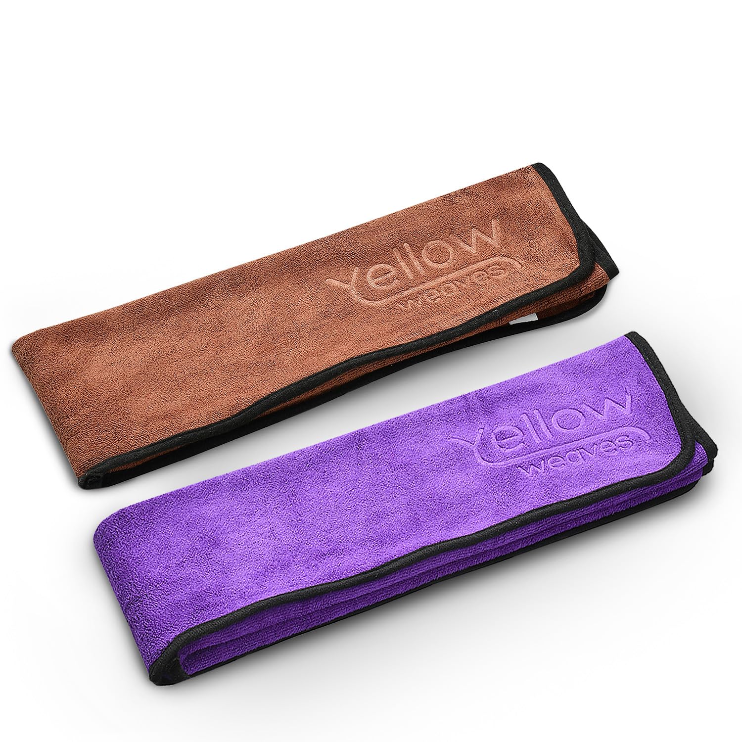 Yellow Weaves Microfiber Car Cleaning Cloth Extra Large (35X75 Cms) Pack Of 2, Purple & Brown Towel For Car/Bike Cleaning Polish