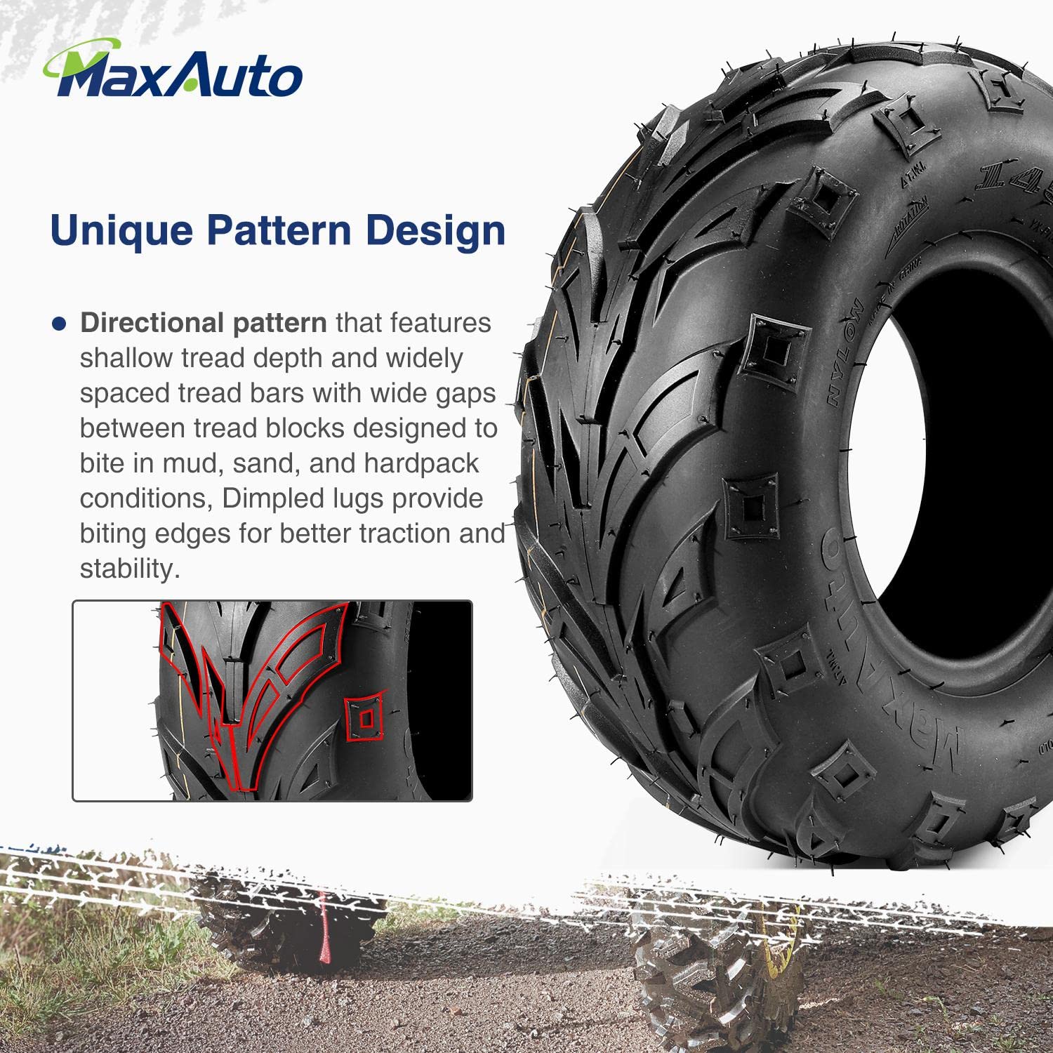 Maxauto 145 70-6 Tires, 145/70-6 Tubeless Go Kart Mini Bike Tires, 4Pr, Pack Of 2