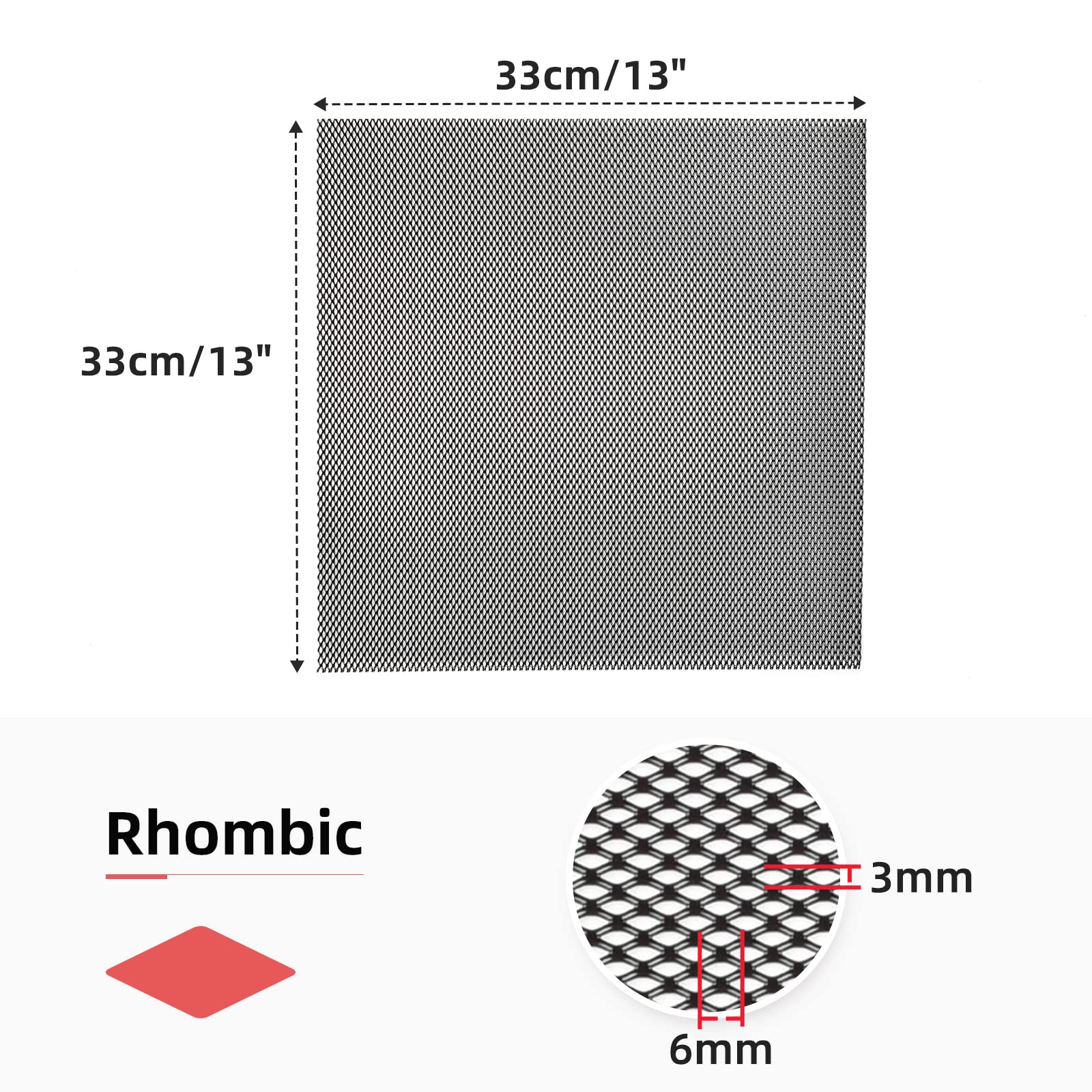 Aggauto Universal 13 ''X13 '' Car Grill Mesh - Aluminum Alloy Automotive Grille Insert Bumper Rhombic Hole 3X6Mm, 3Pcs One Of Th