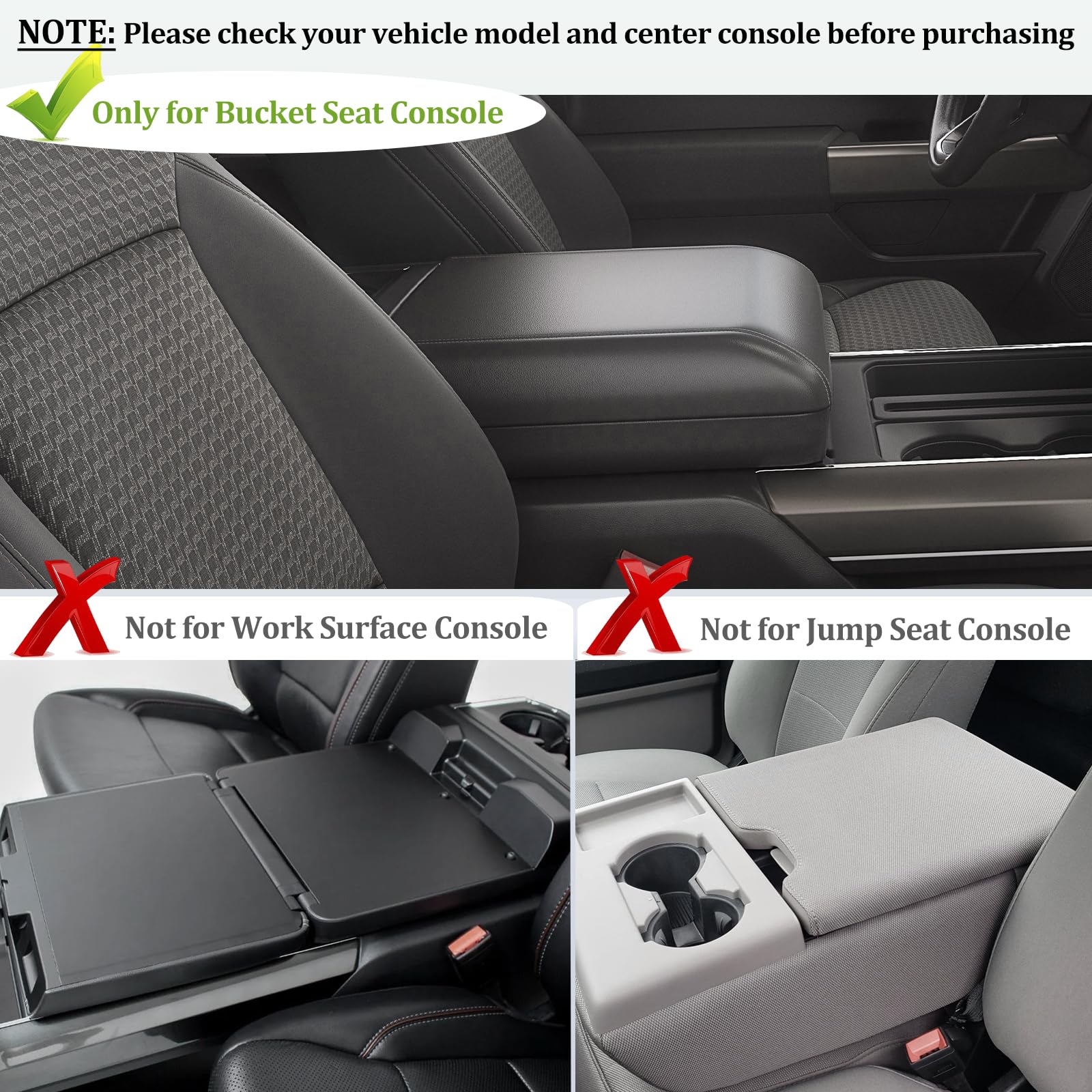 JDMCAR Center Console Cushion Compatible with 2021 2022 2023 2024 2025 Ford F150 PU Leather Armrest Interior Accessories, Custom
