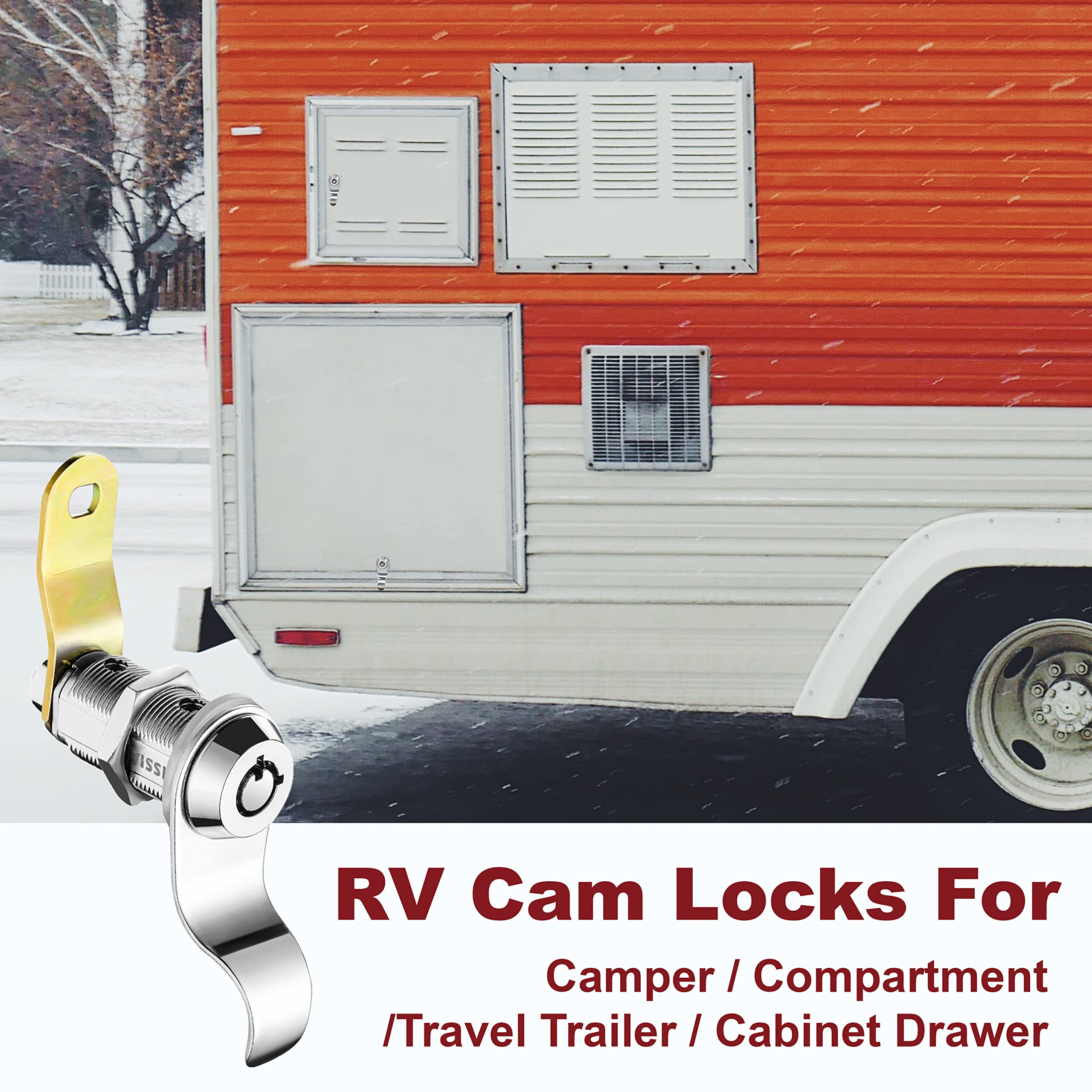Naissian Rv Locks For Storage Door 1 1/2 Inch, Camper Storage Locks For Travel Trailer Compartment Cabinet Drawer With Keys 1 1/2', Pack Of 5 Locks With 6 Keyed Alike With Manual