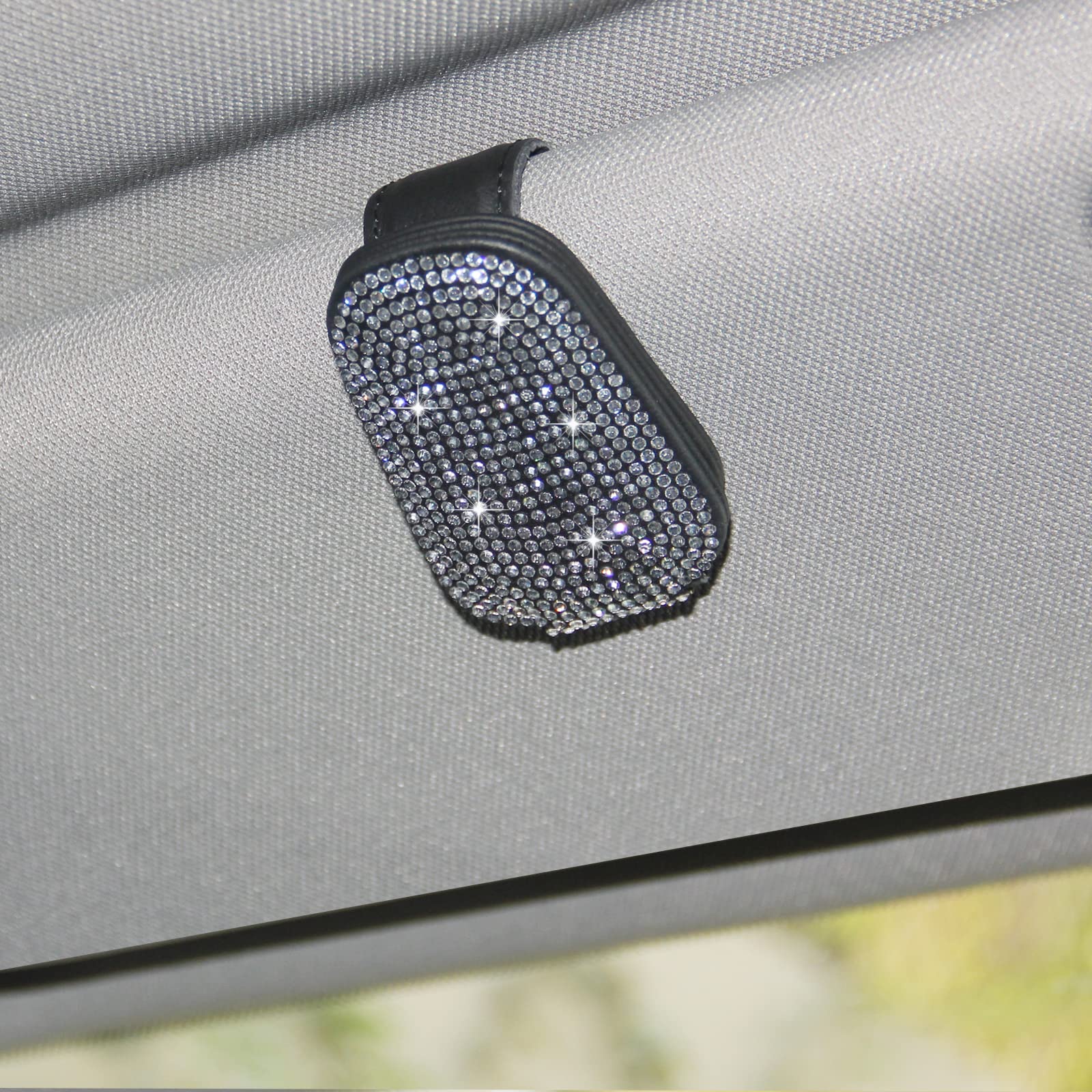 ACODABLEM Bling Car Glass Holder Sun Visor, Bling Crystal Rhinestone Sunglasses Magnetic Holder Mount Universal Eyeglasses Hange