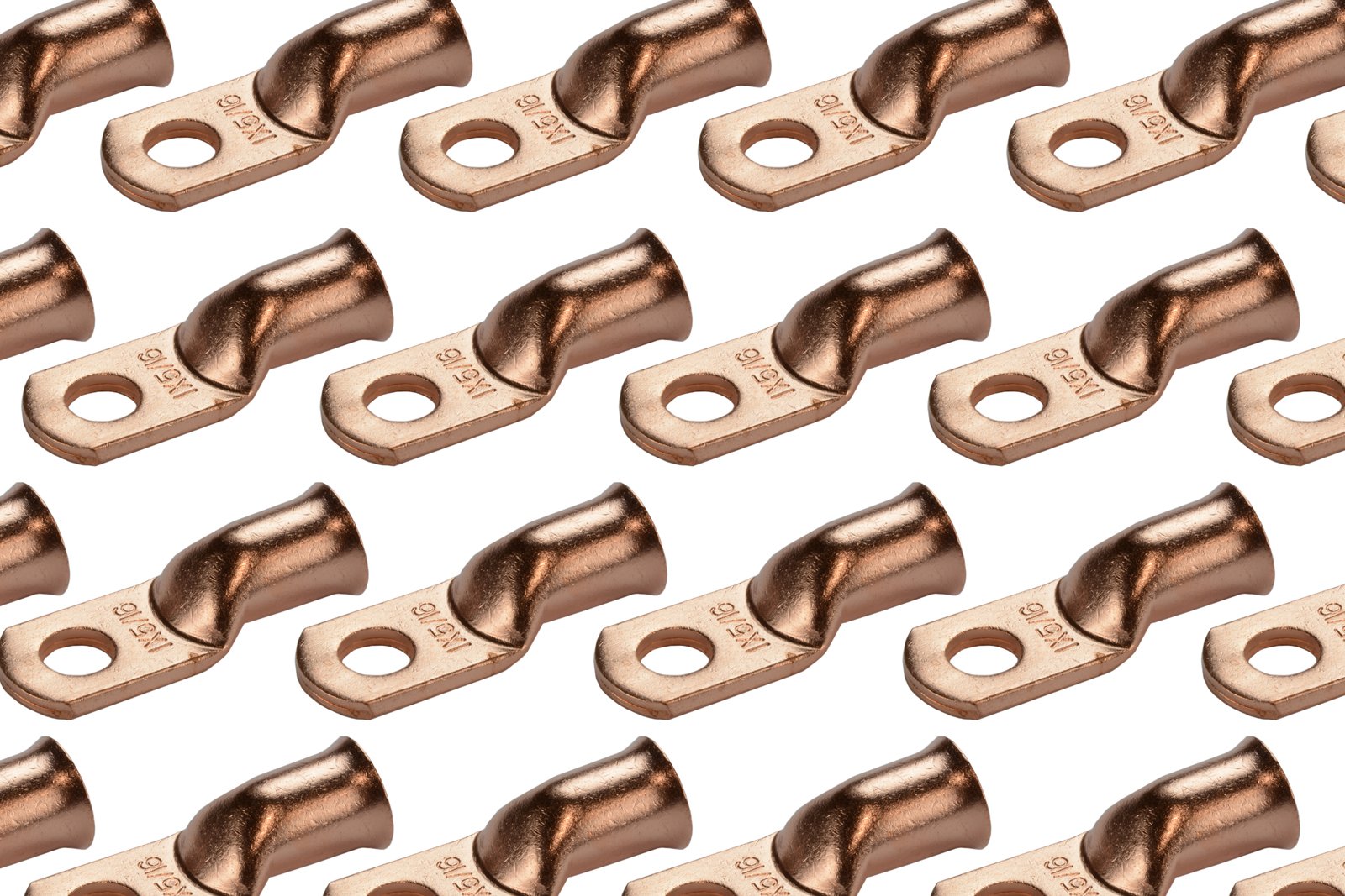 Temco 25 Pack Bare Copper Welding Battery Cable Ends, Lugs Terminal 1 Awg 5/16 '' Hole (6 Awg To 1/0 Awg Options Available)