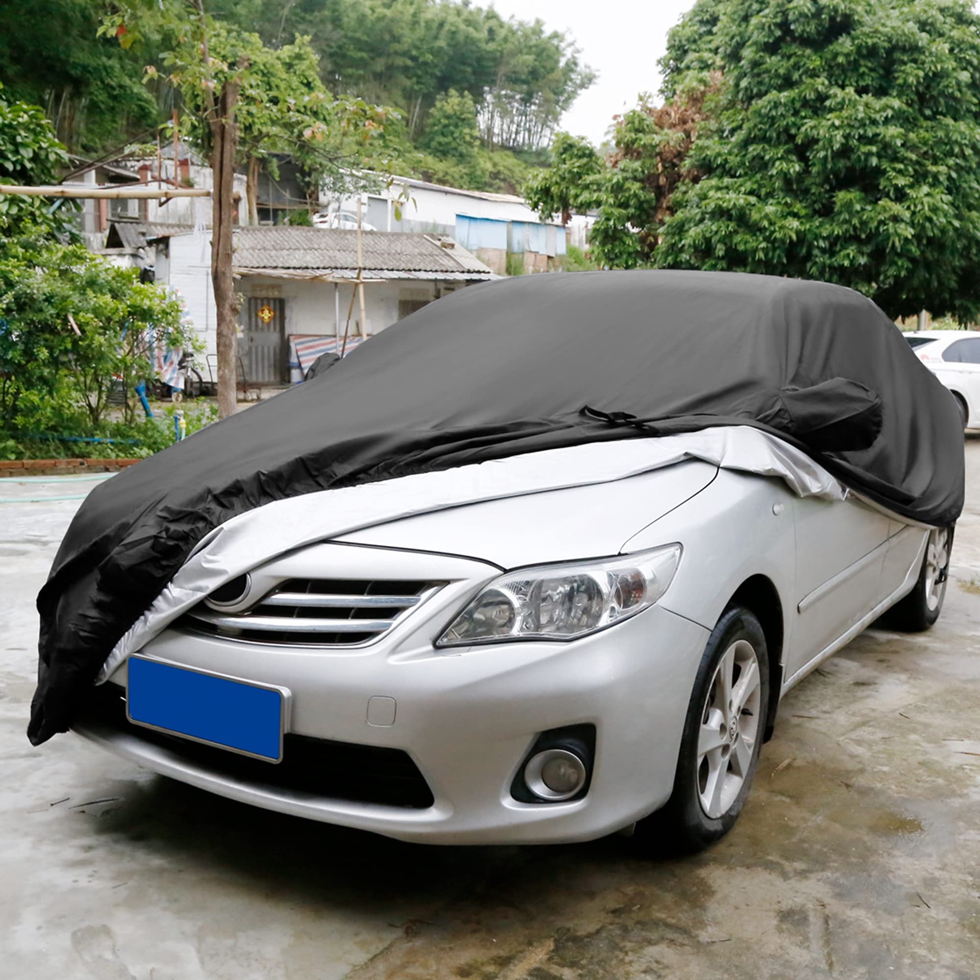 uxcell 3XXL Heavy-Duty Waterproof Car Cover with Mirror Pockets - Extra Large UV/Snow/Rain Resistant Cover for Van, RV, Oversize