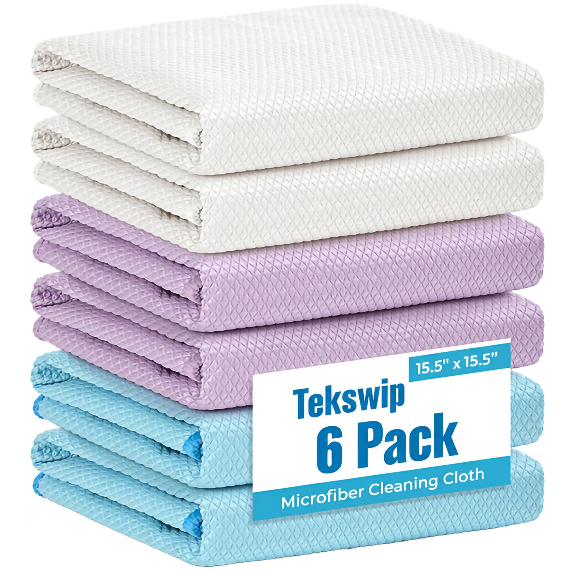 Tekswip 1616 Fish Scale Streak Free Magic Glass Window Car Mirror Microfiber Cleaning Cloth  Blue&Purple&White
