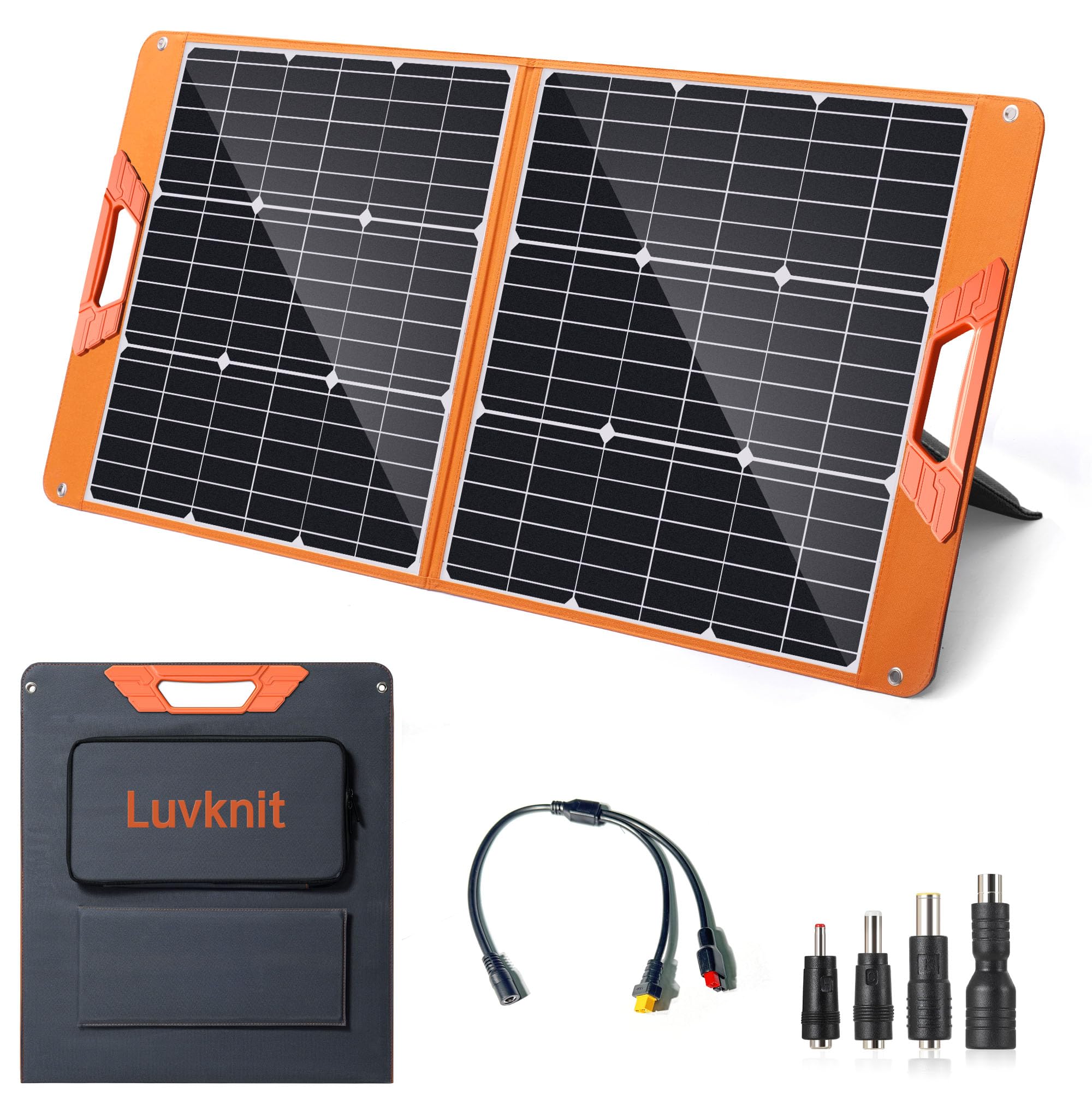 100 Watt Portable Solar Panel For Power Station, Foldable 100W Solar Panel For Camping Hiking Off-Grid Living, Monocrystalline Folding Panel Solar With 5V Usb 18V Dc Output…
