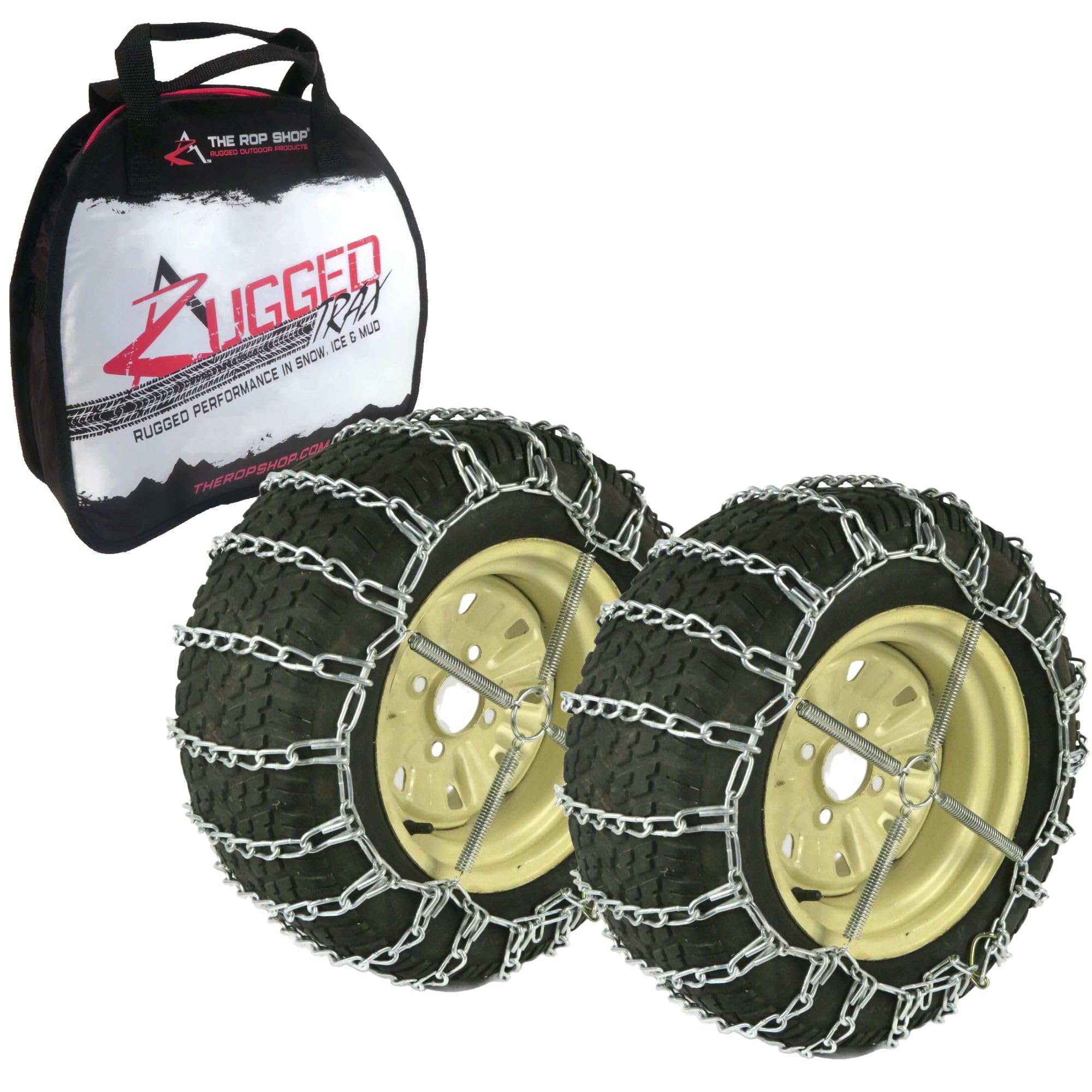 The ROP Shop 2 Link TIRE Chains & TENSIONERS 20x10x8 for Sears Craftsman Lawn Mower Tractor