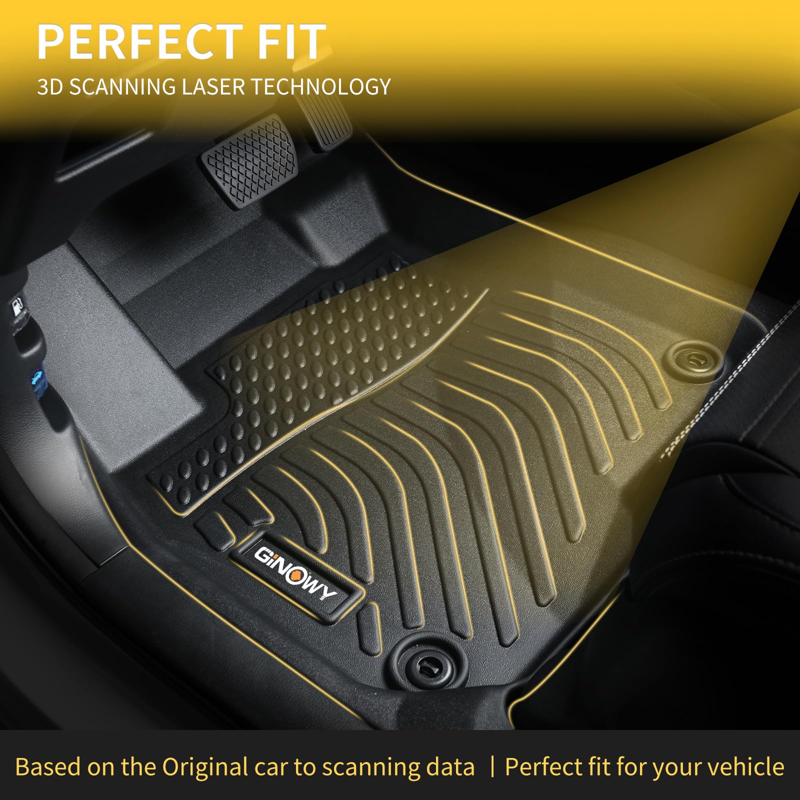 GINOWY-Floor Mats Cargo Liner Set for Hyundai Kona 2018-2023, SEL?SE?N?N Line?Limited, All Weather Car Floor Mat for Hyundai Kon