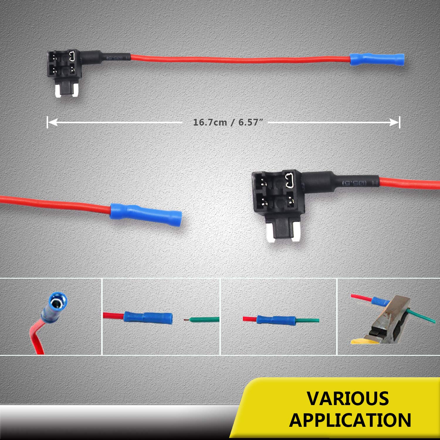 Recoil Ft3-10 10 Pack 12V Car Add-A-Circuit Fuse Tap Adapter Acn Blade Fuse/Low Profile Mini Fuse With 10Pcs 10A And 20A Fuses