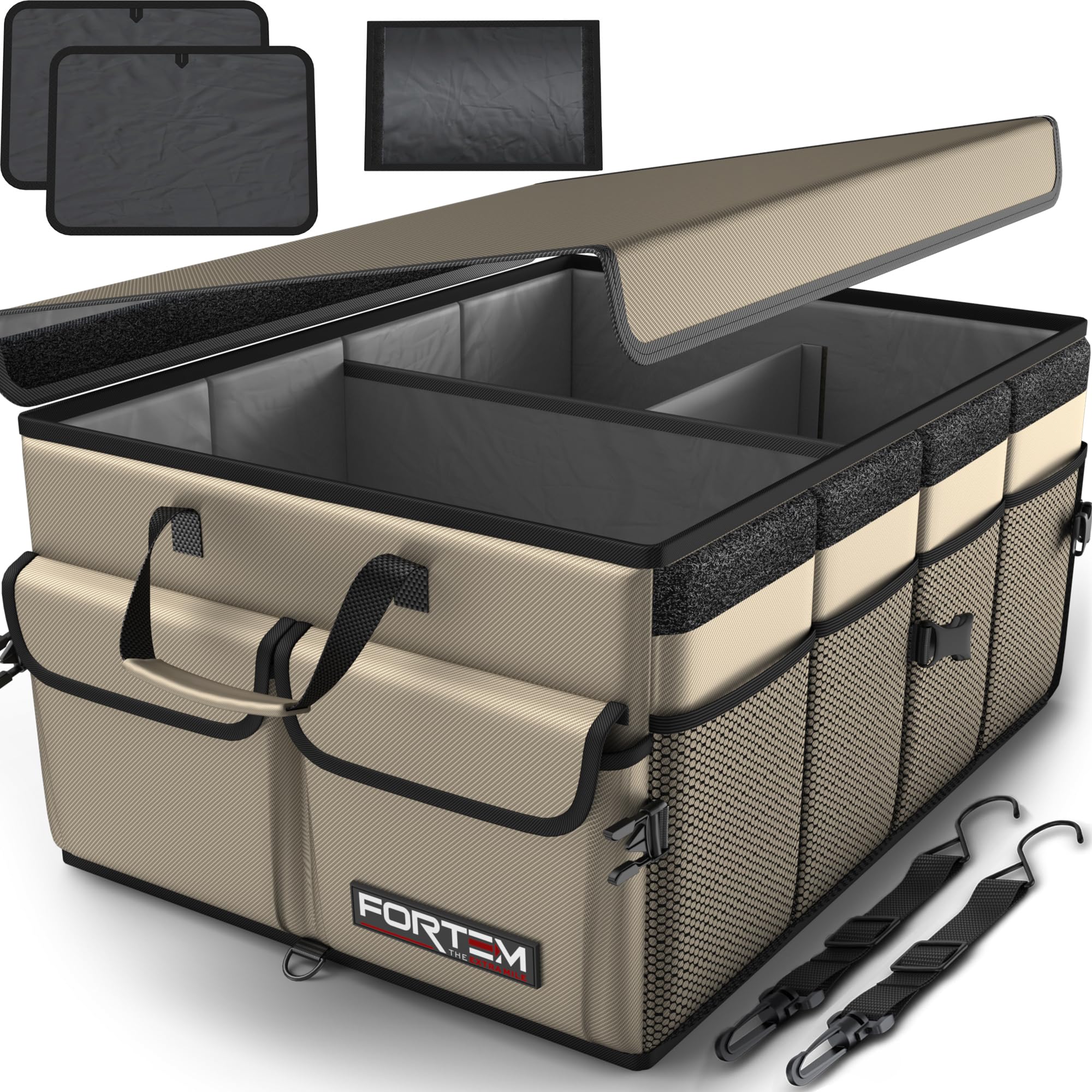 Fortem Car Trunk Organizer, Collapsible Multi Compartment Car Organizer, Foldable Suv Storage For Car Accessories For Women Men,