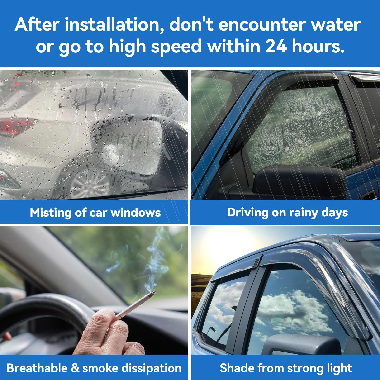 Window Rain Guards for 2009-2014 Ford F150 Crew Cab, Window Visor Guard Vent Wind Shade Deflector Shield Protector Sun for 2010-