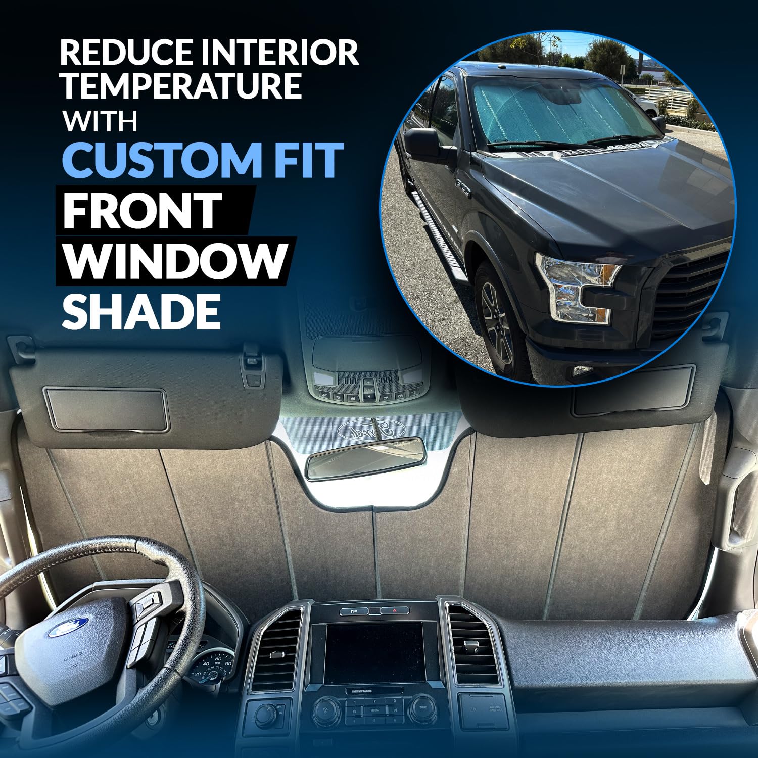 Front Car Windshield Sun Shade Compatible With 2003-2010 Porsche Cayenne (9Pa) | Custom Fit Visor Accordion Fold Style Sun Prote