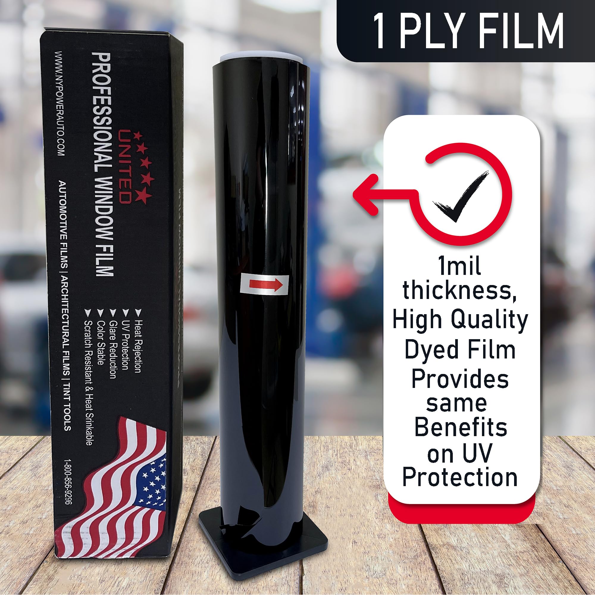 HIDNY Universal Black Window Tint Film 20% VLT 20"x100' - Privacy, UV/IR Protection, Adhesive, Model UB-05203550