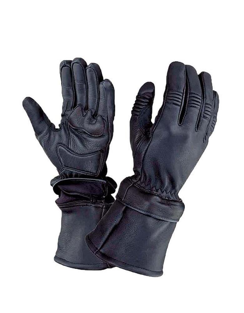 Mens Motorcycle Gauntlet Gloves with Zipp off Cuffs,Black,Size  XL
