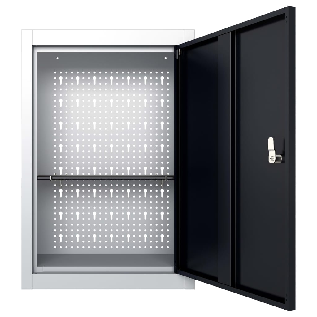 Vidaxl Wall Mounted Tool Cabinet Industrial Style Metal Gray And Black
