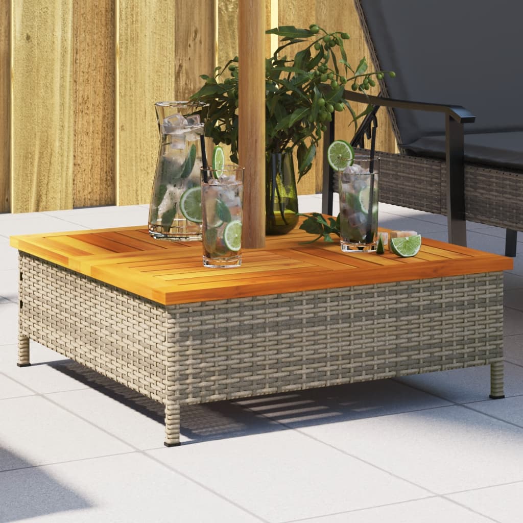 Vidaxl Parasol Base Cover Gray 27.6''X27.6''X9.8'' Poly Rattan And Acacia