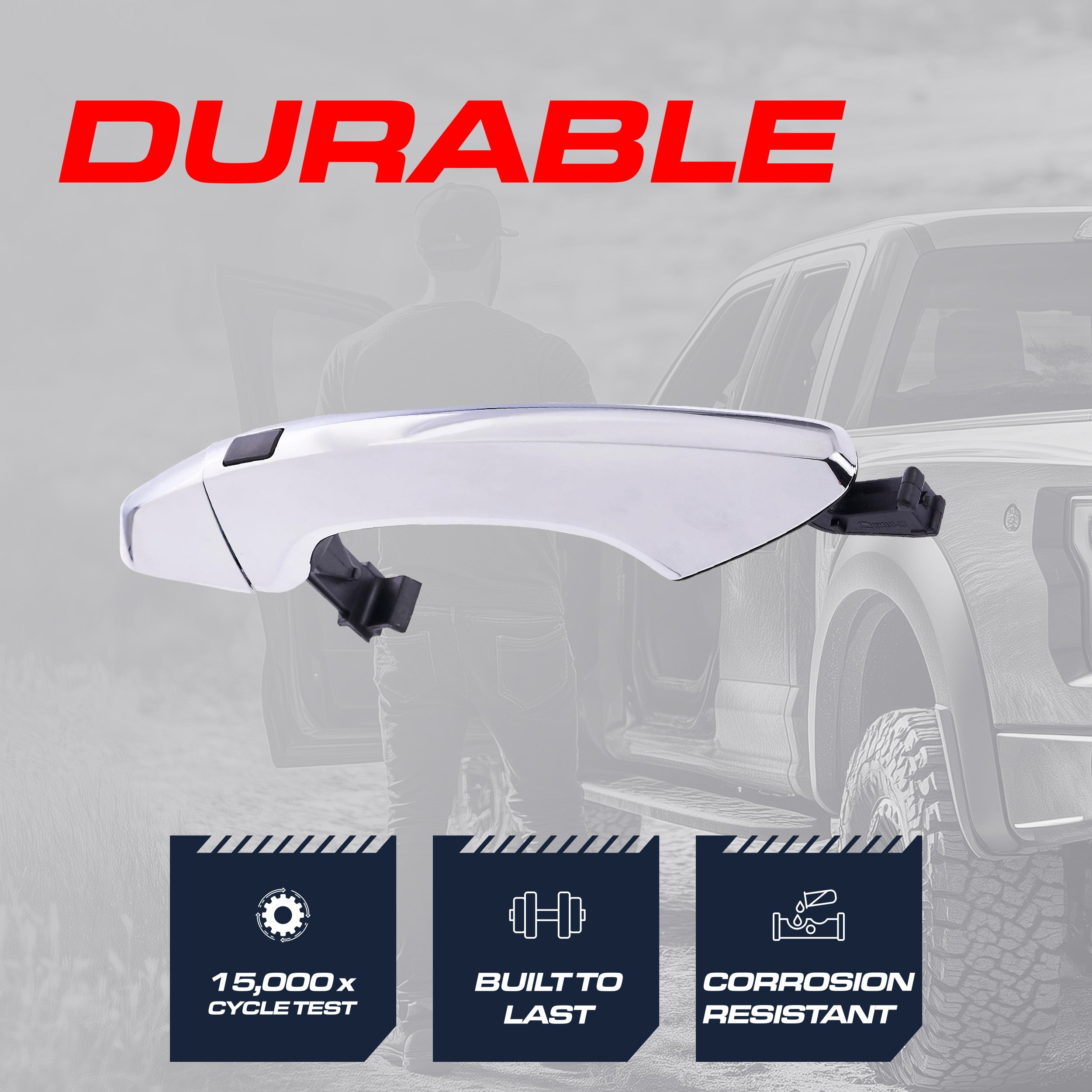 Exterior Door Handle Chrome Replacement for Hyundai Santa Fe (2013-2018) OE Part # 82661-2W710 | Front Right Passenger Side w/o Keyhole