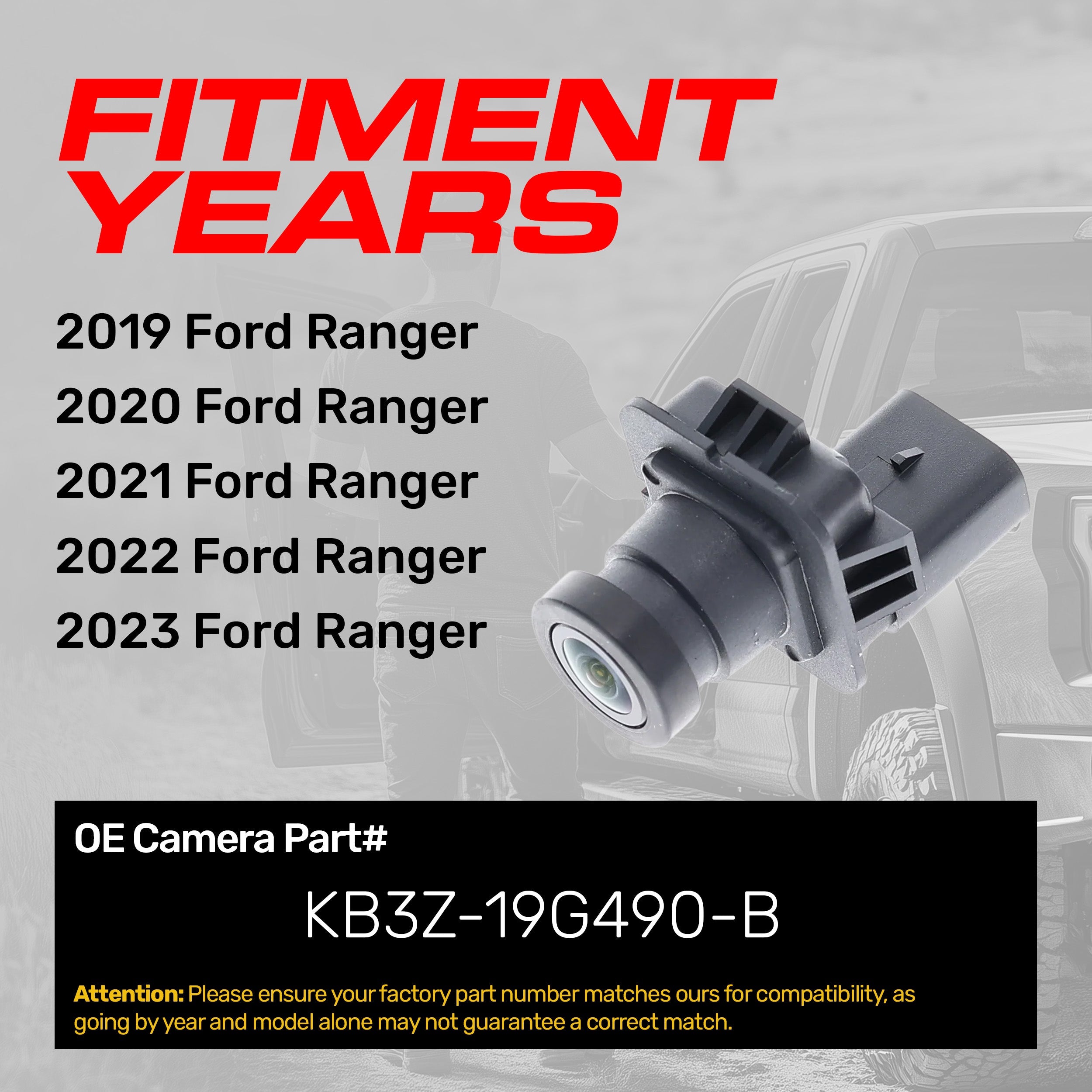 Ford Ranger (2019-2023) OEM Replacement Backup Camera OE Part # KB3Z-19G490-B