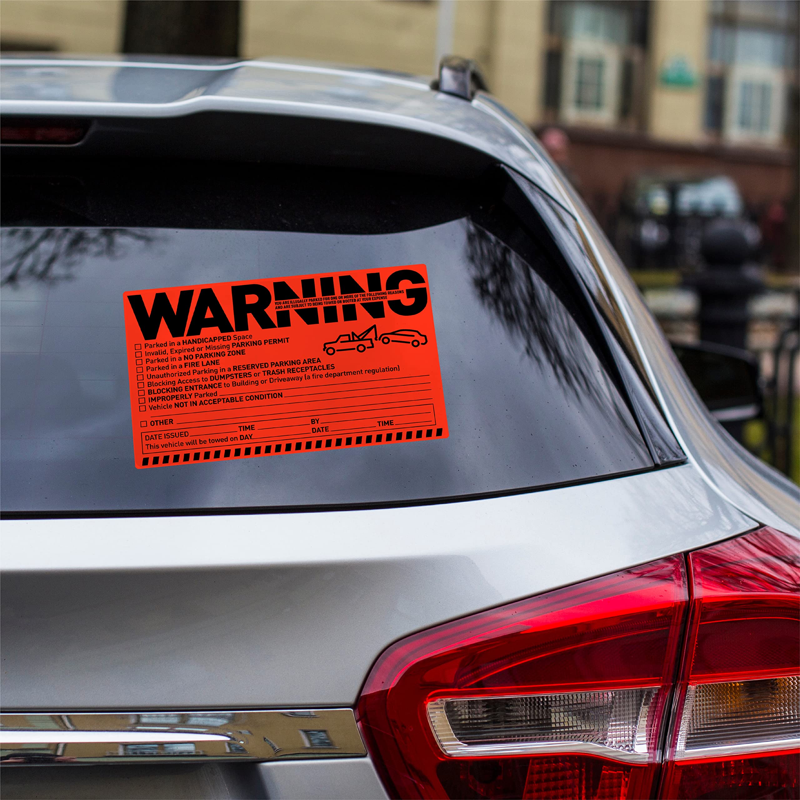 Easykart Labels Parking Violation Notice Stickers - 50 Fluorescent Orange Adhesive Labels for Cars, Model EKL/10/2022/15